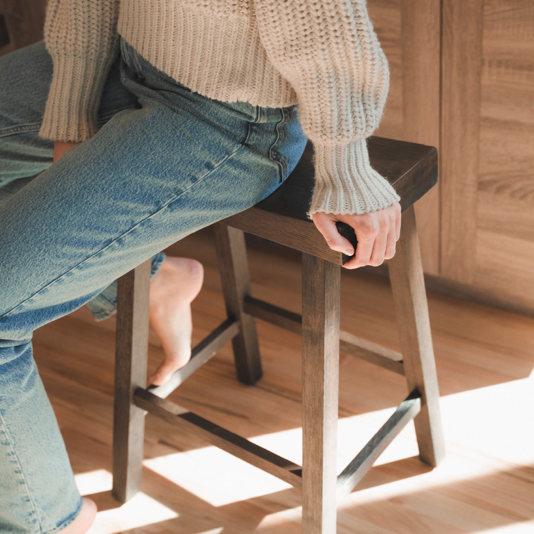 26" Vincent Counter Stool in Brown Finish (Set of 3) in Stools by Maven Lane