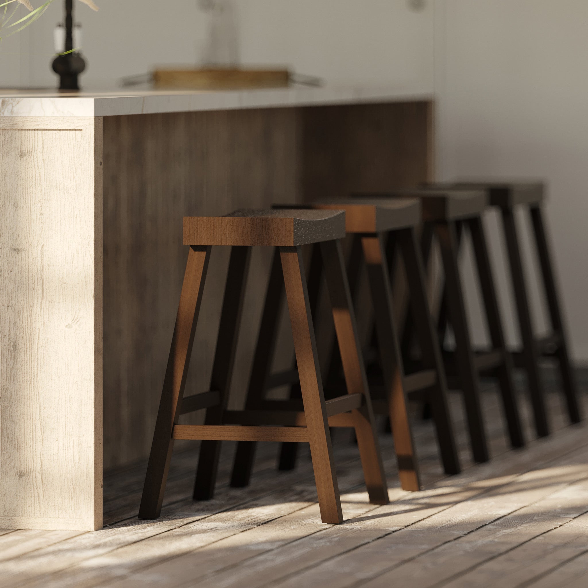 Vincent Counter Stool in Antiqued Brown Finish in Stools by Maven Lane