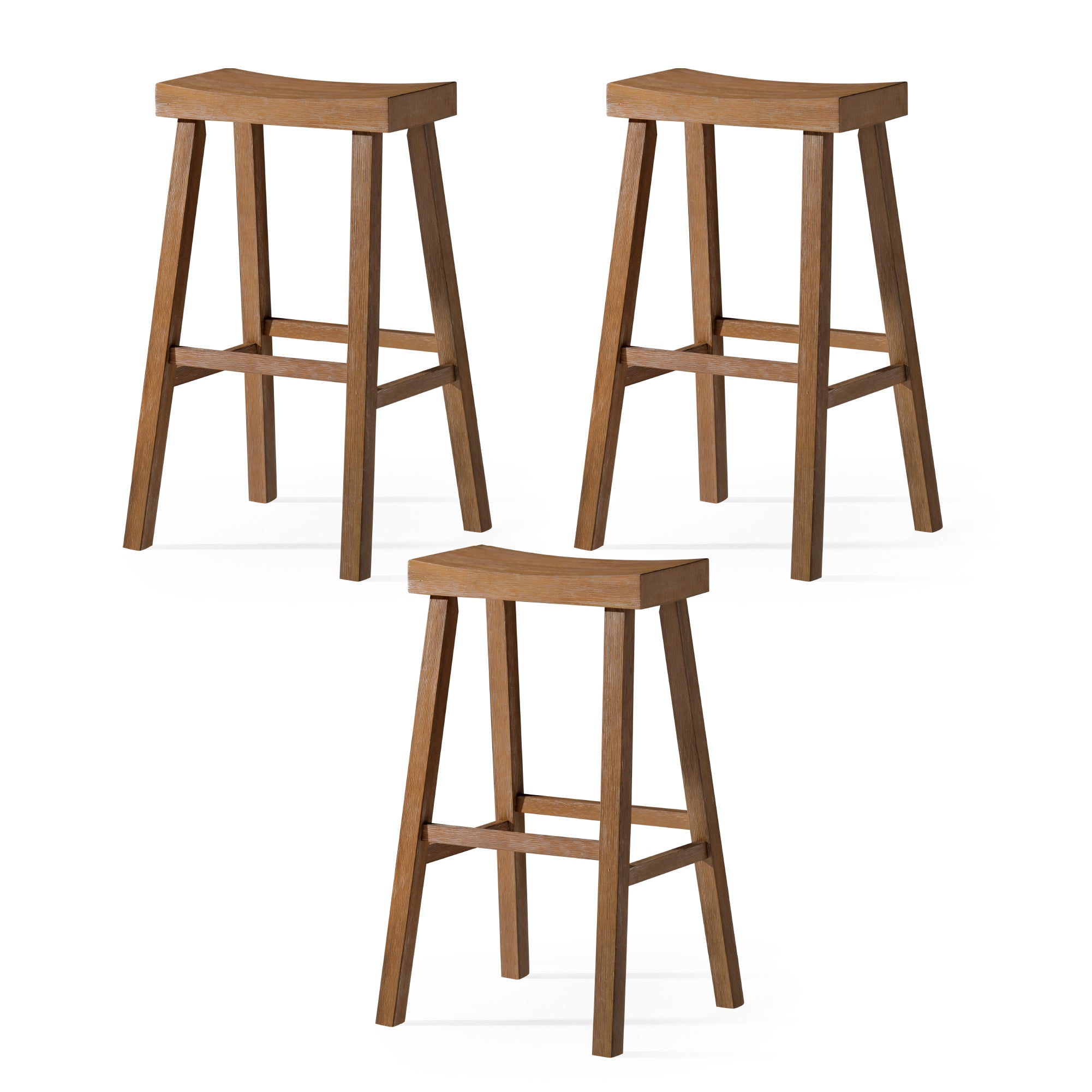 31" Vincent Bar Stool in Natural Finish (Set of 3) in Stools by Maven Lane