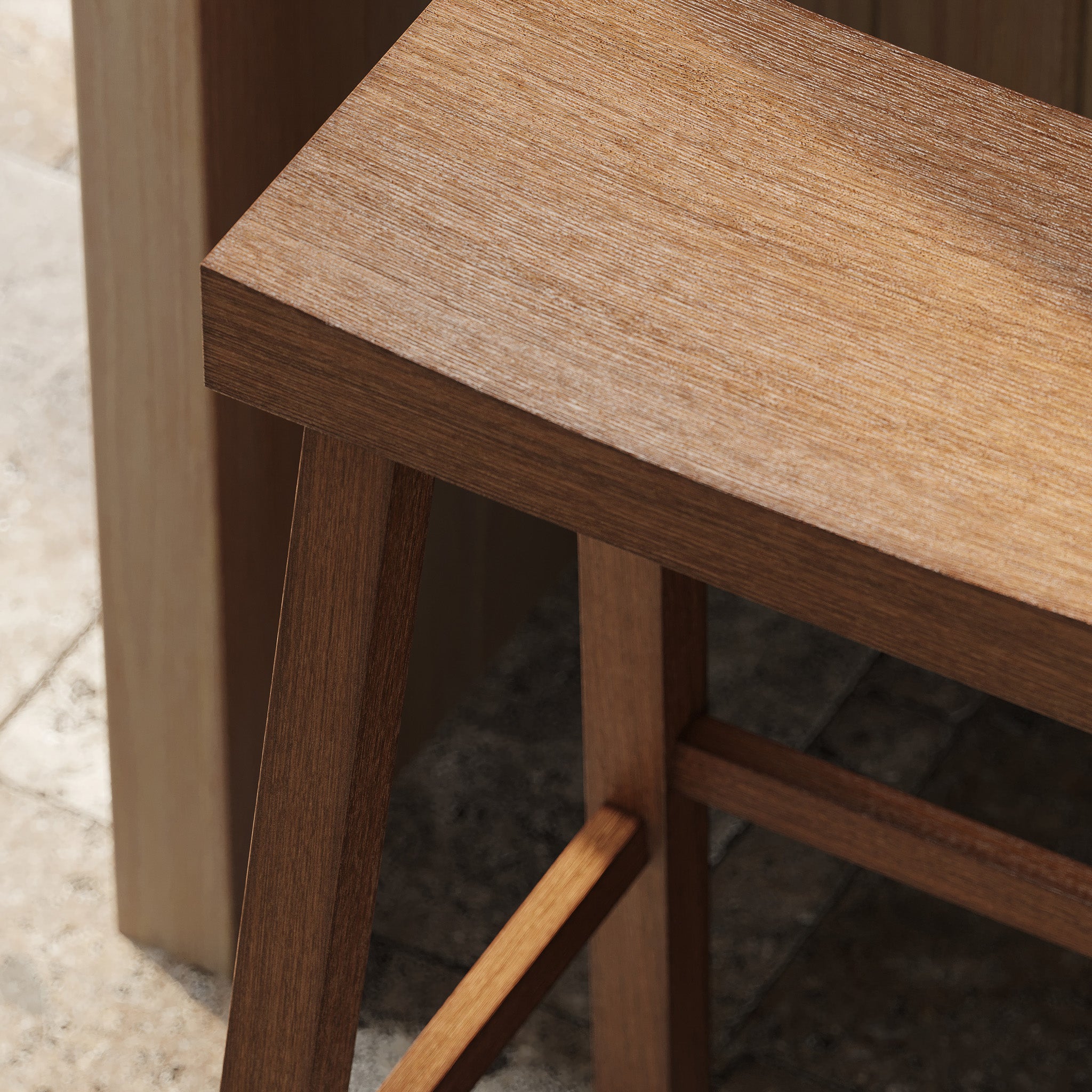 Vincent Bar Stool in Antiqued Natural Finish in Stools by Maven Lane