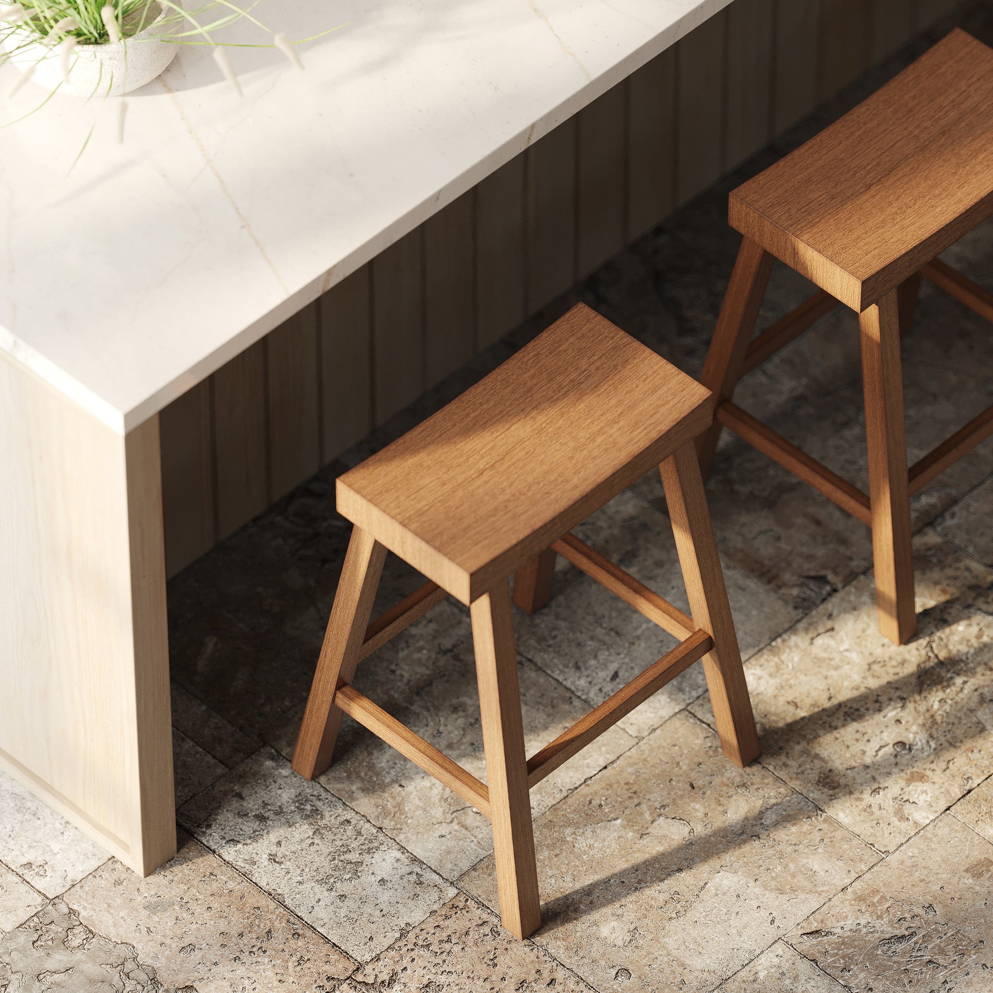 Vincent Counter Stool in Antiqued Natural Finish in Stools by Maven Lane