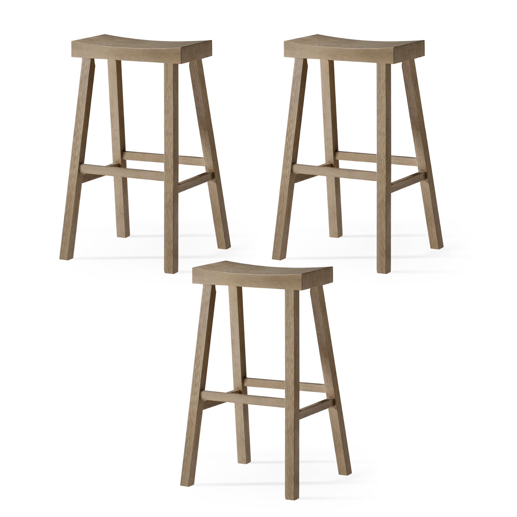 31" Vincent Bar Stool in Grey Finish (Set of 3) in Stools by Maven Lane