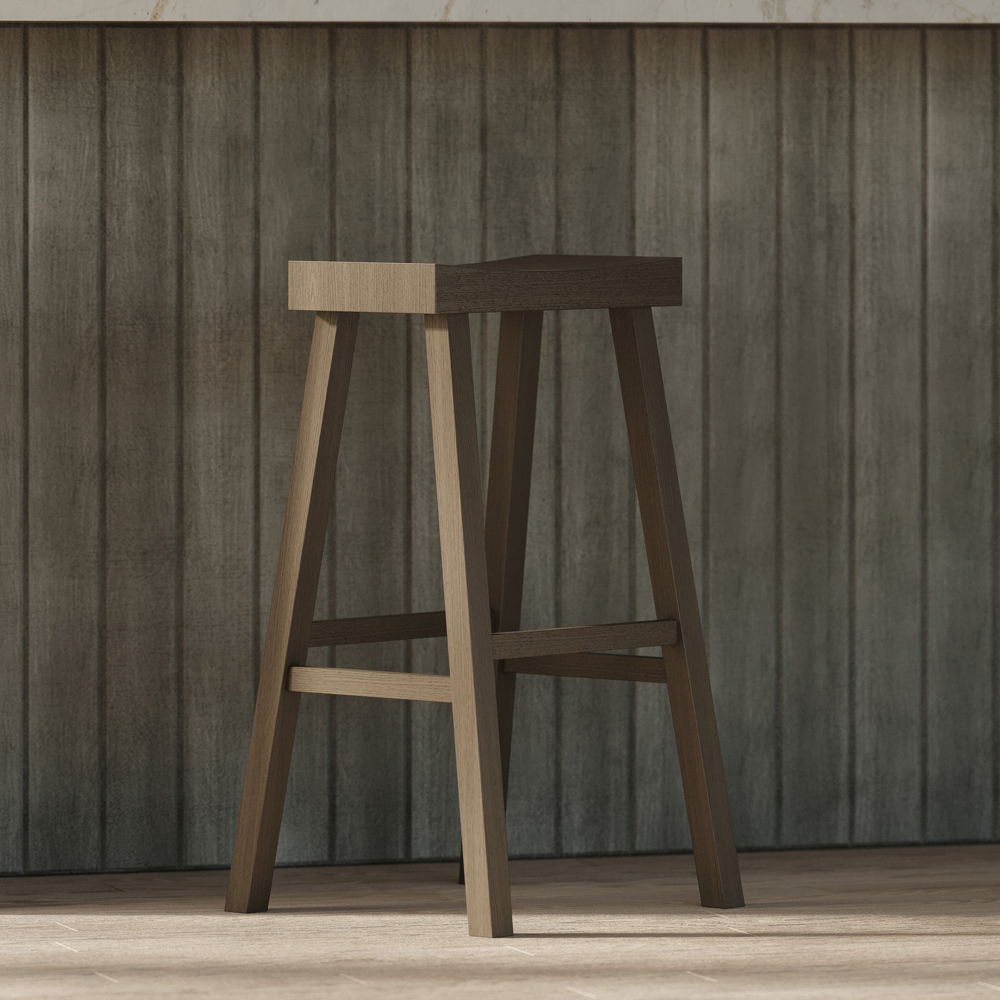 Vincent Bar Stool in Antiqued Grey Finish in Stools by Maven Lane