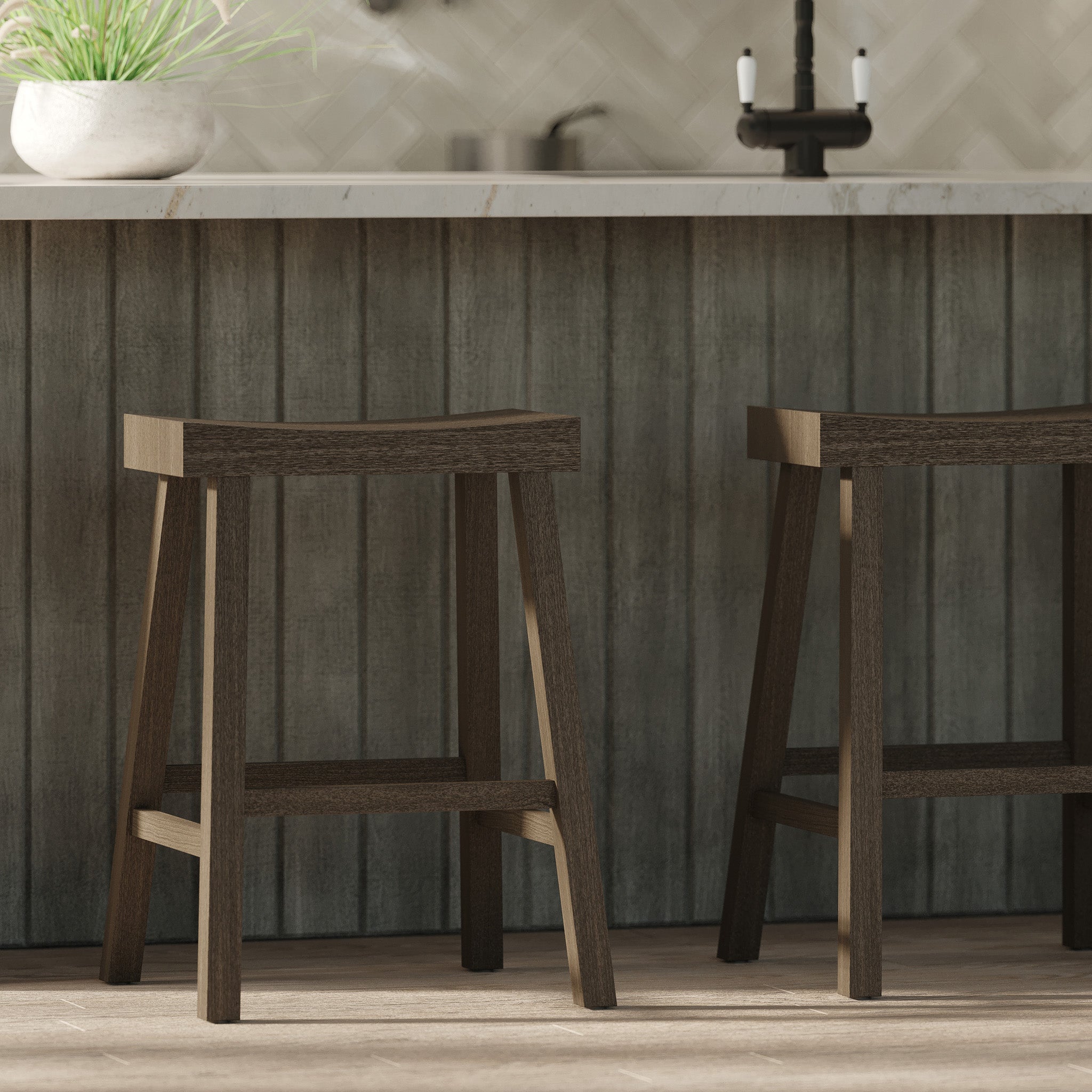Vincent Counter Stool in Antiqued Grey Finish in Stools by Maven Lane
