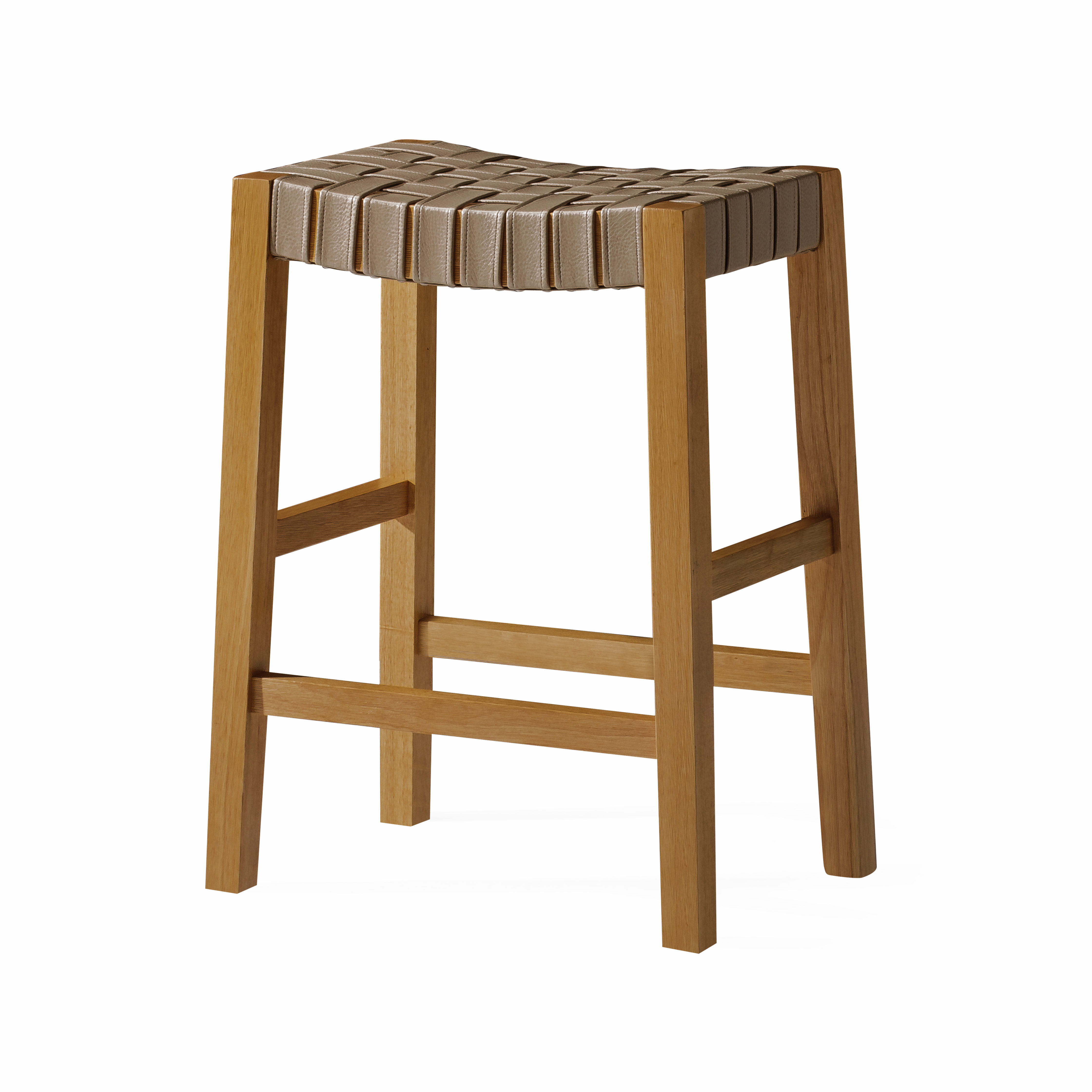 Emerson Counter Stool In Weathered Natural Wood Finish With Avanti Bone Vegan Leather in Stools by Maven Lane