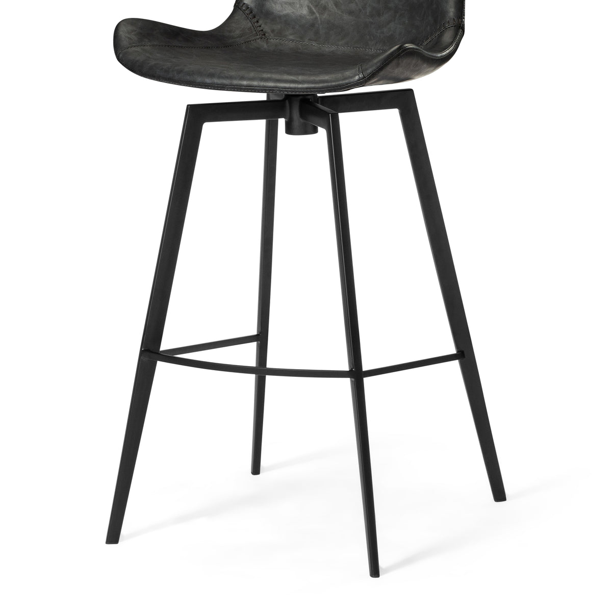 Victor Bar Stool in Black Finish with Dark Grey Faux Leather in Stools by Maven Lane