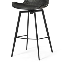 Victor Bar Stool in Black Finish with Dark Grey Faux Leather in Stools by Maven Lane