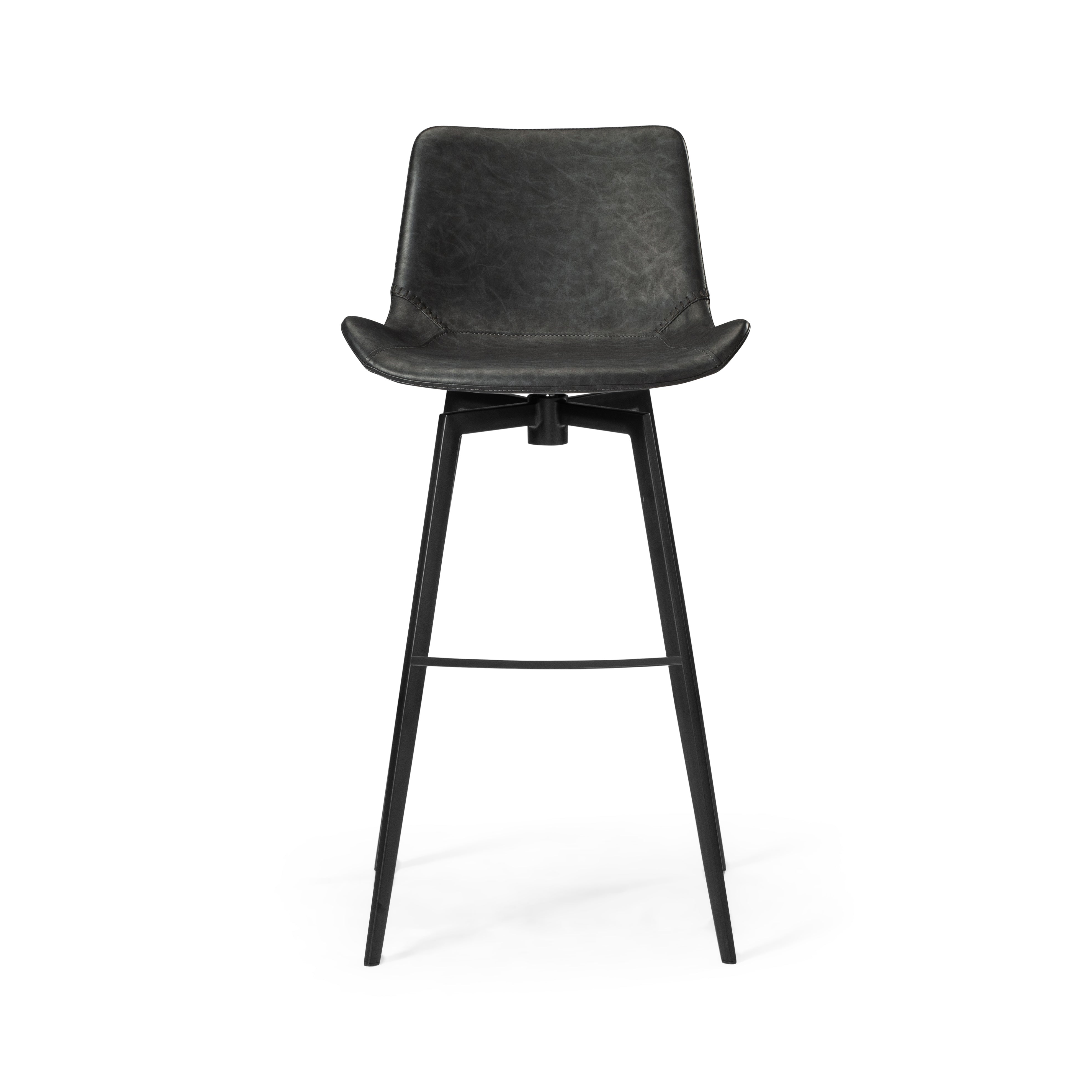 30" Victor Bar Stool in Black Finish with Dark Grey Faux Leather (Set of 4) in Stools by Maven Lane