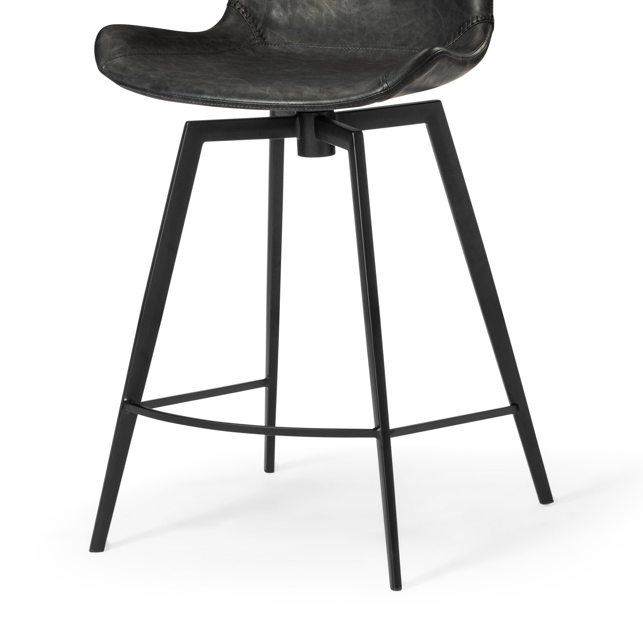 Victor Counter Stool in Black Finish with Dark Grey Faux Leather in Stools by Maven Lane