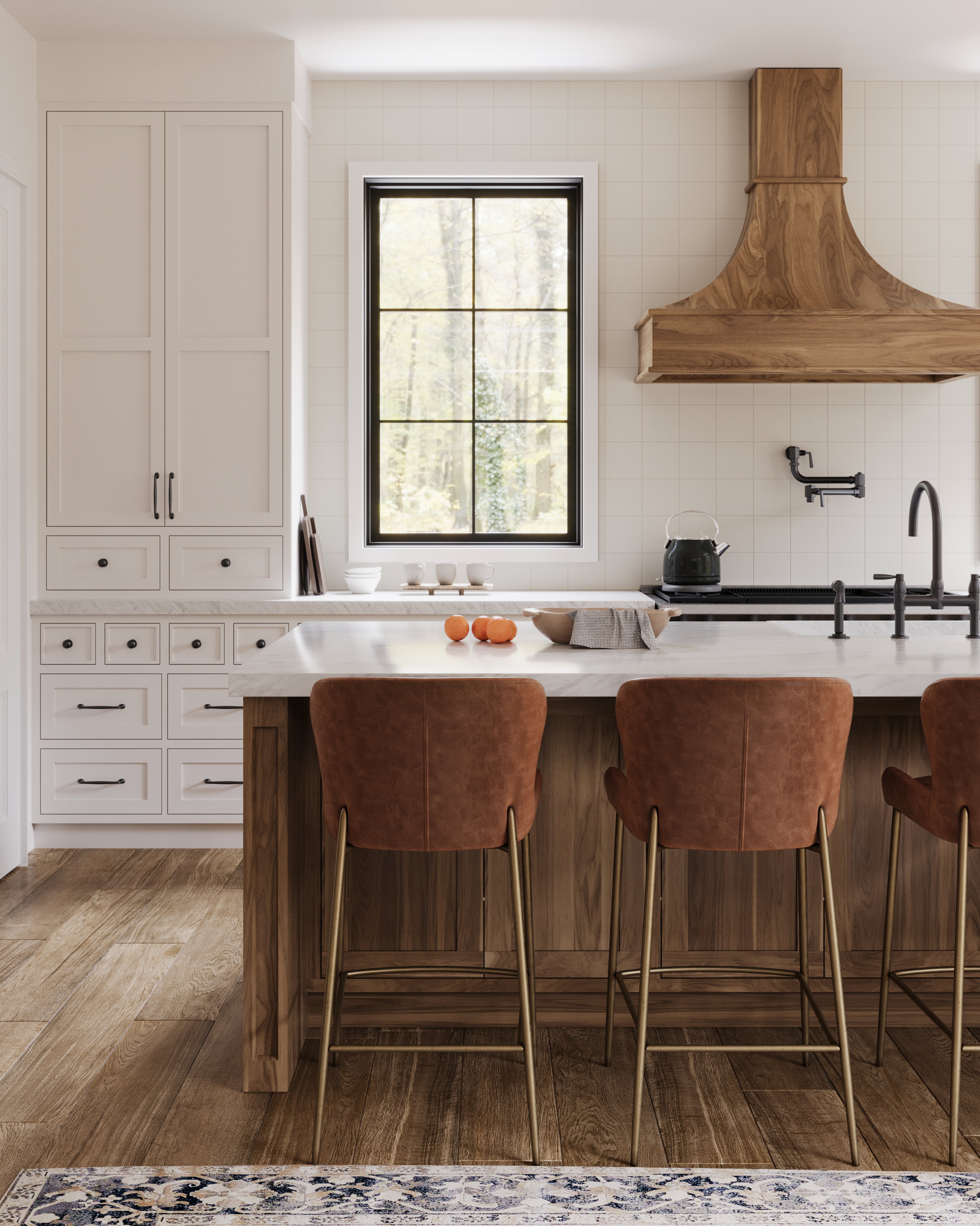 27" Naomi Counter Stool in Antique Brass Finish with Cocoa Brown Vegan Leather Upholstery in Maven Lane by Maven Lane
