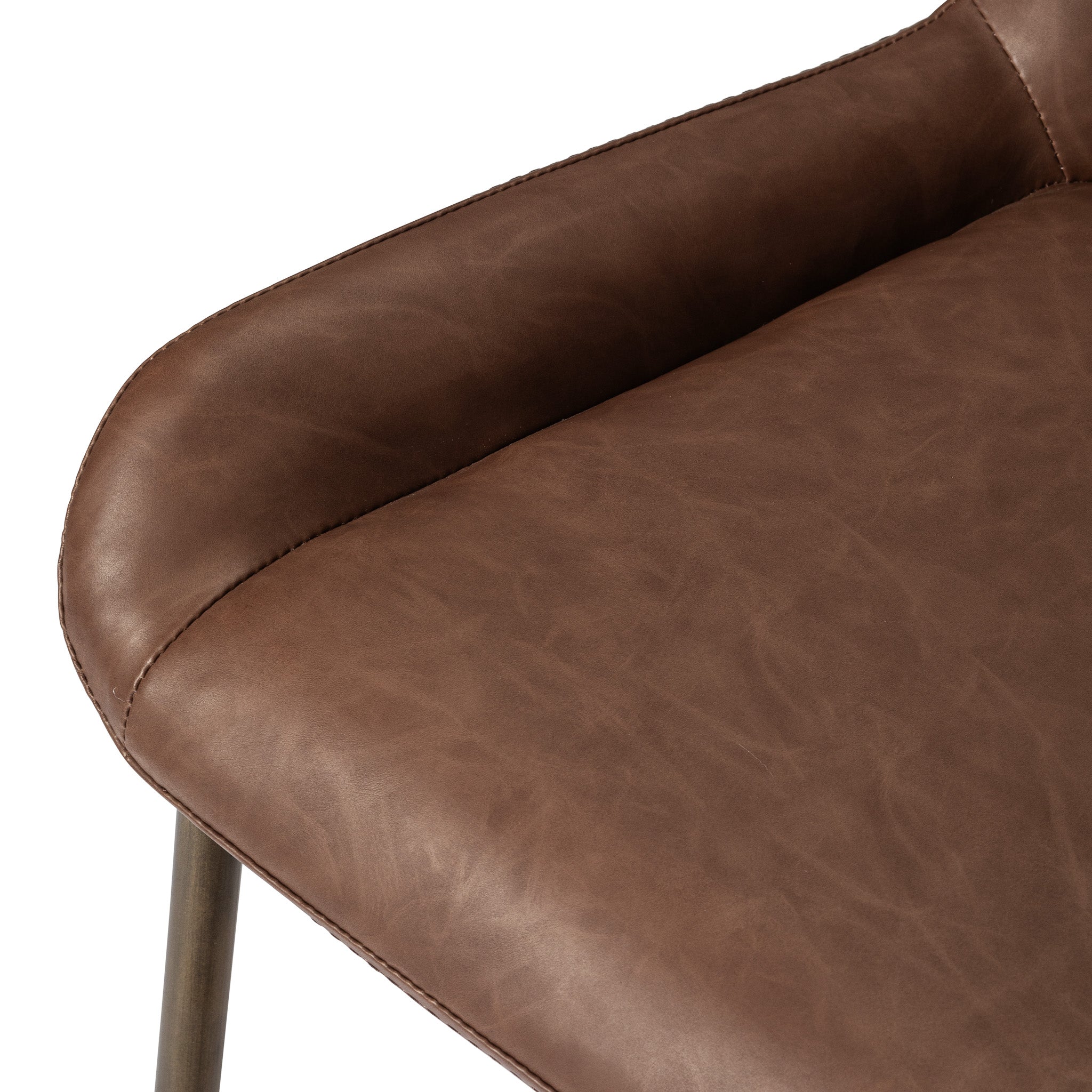 26" Naomi Counter Stool in Gold Finish with Brown Faux Leather in Stools by Maven Lane