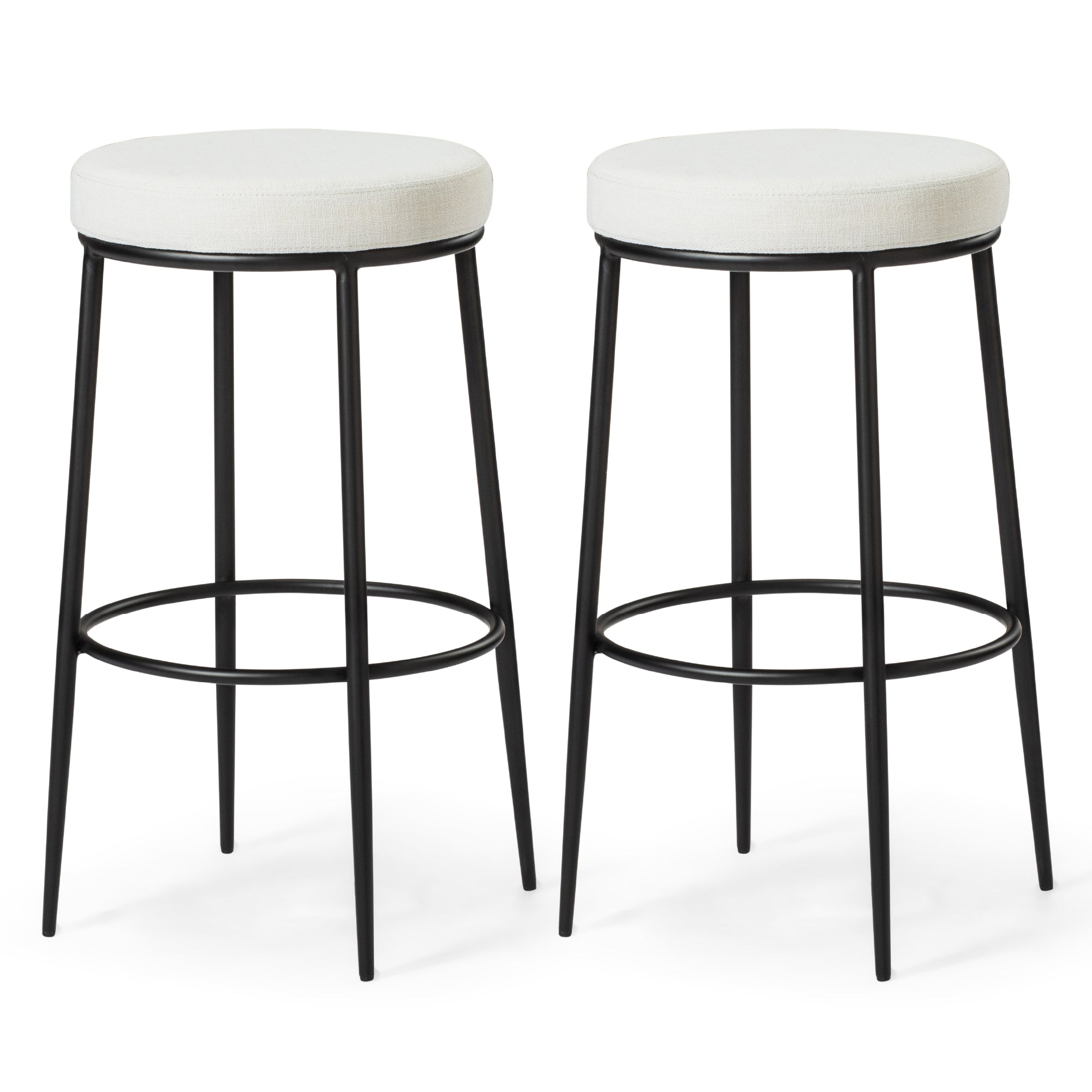 31" Stella Bar Stool in Black Finish with White Fabric (Set of 2) in Stools by Maven Lane