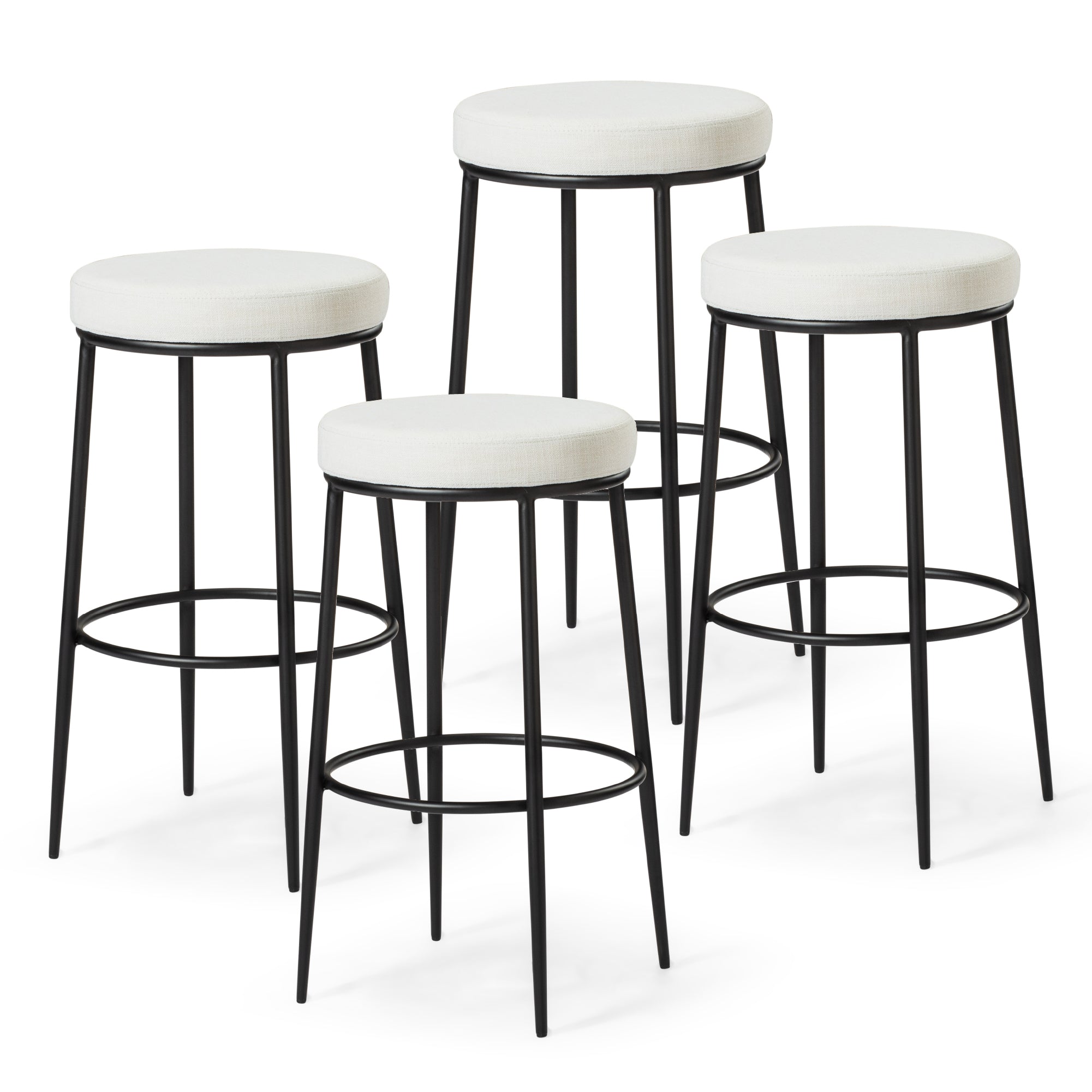 31" Stella Bar Stool in Black Finish with White Fabric (Set of 4) in Stools by Maven Lane
