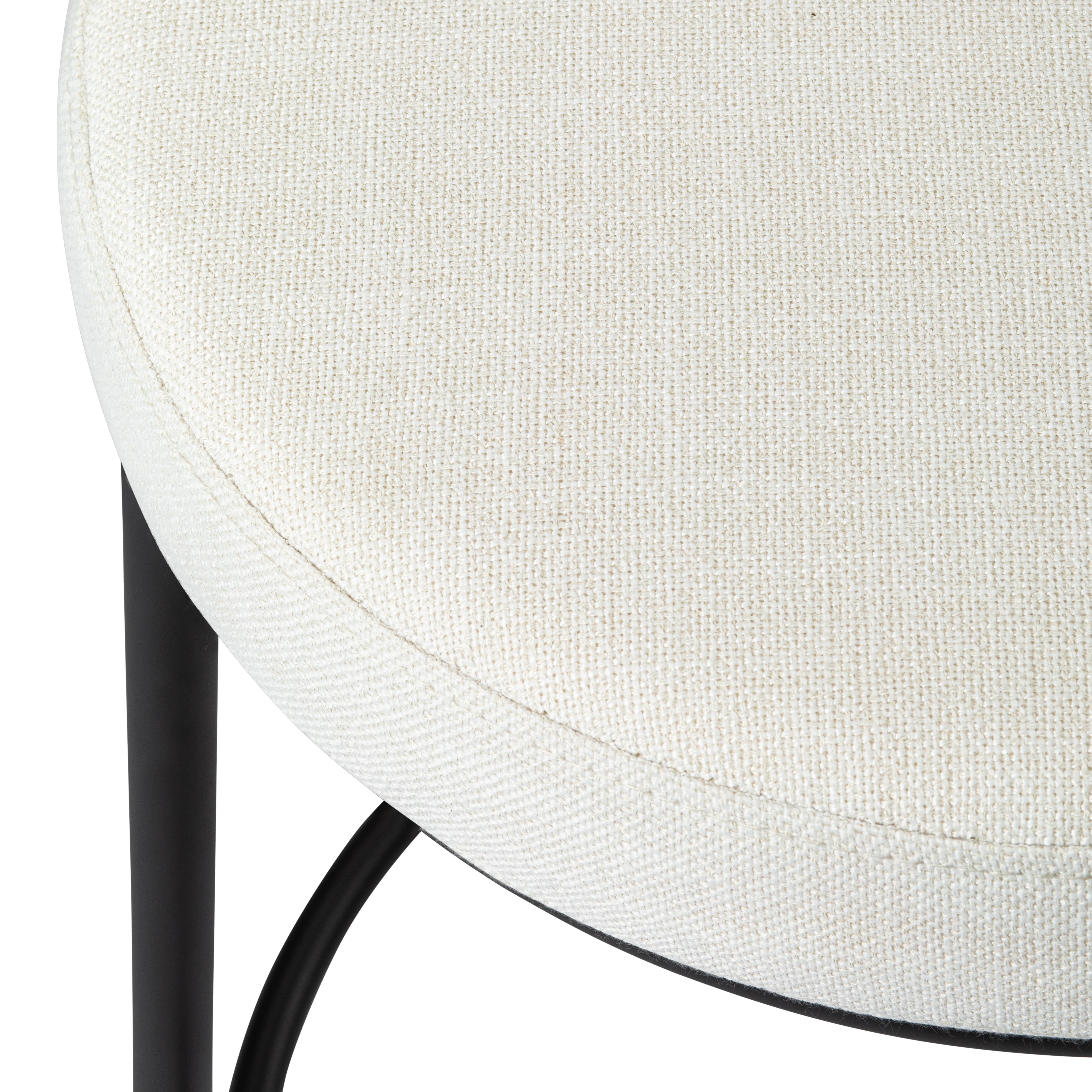 Stella Bar Stool in Matte Black Finish with Snow White Fabric Upholstery in Stools by Maven Lane