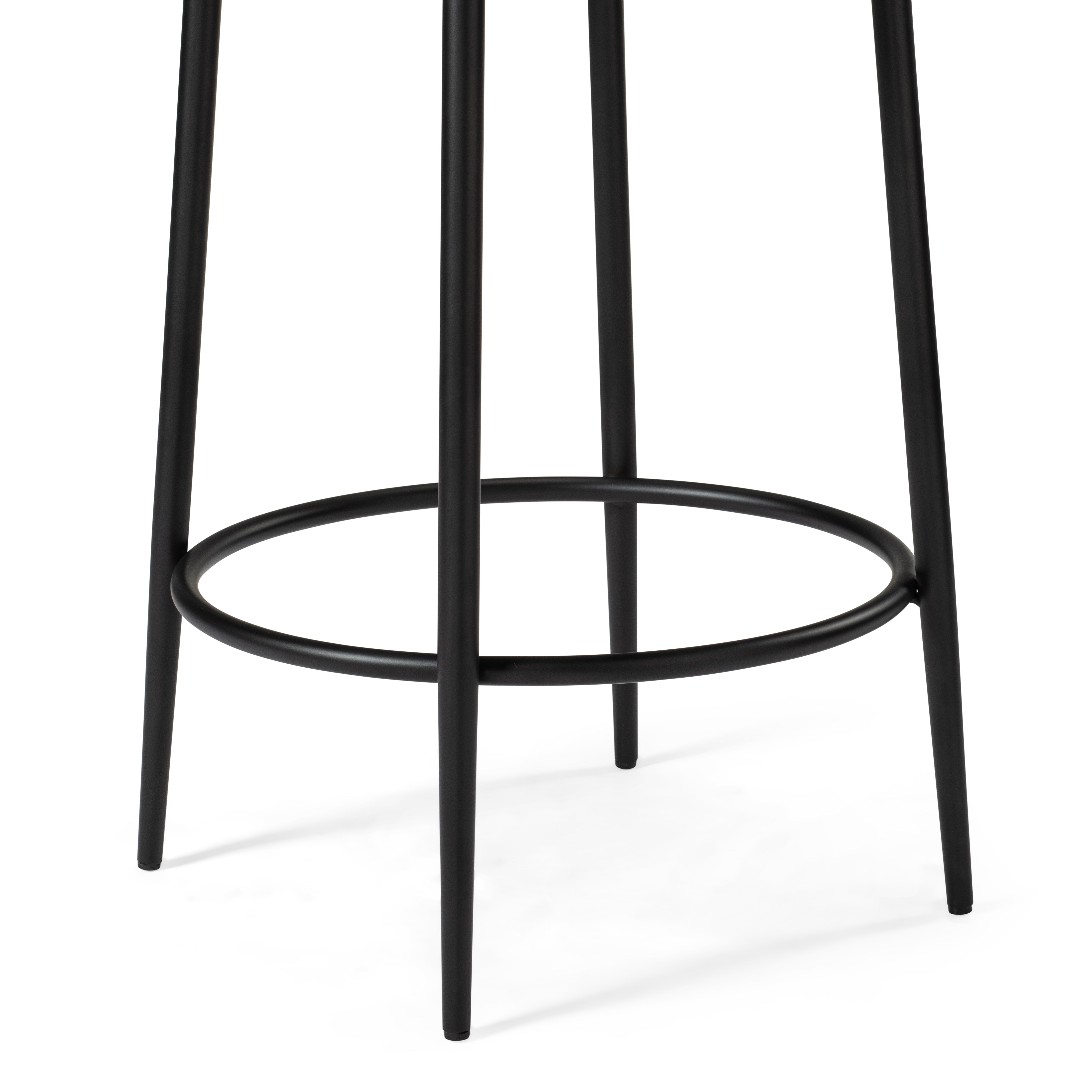 Stella Counter Stool in Matte Black Finish with Snow White Fabric Upholstery in Stools by Maven Lane