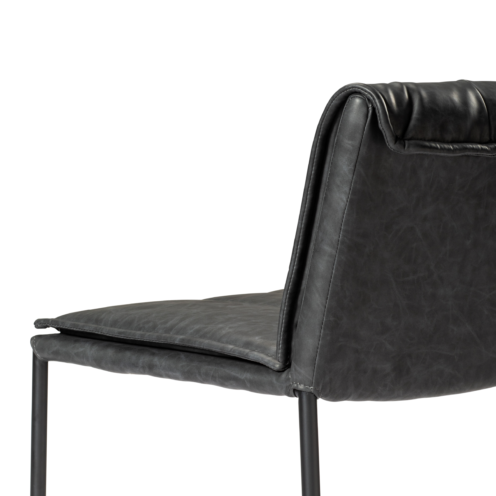 29" Gerard Bar Stool in Black Finish with Dark Grey Faux Leather (Set of 4) in Stools by Maven Lane