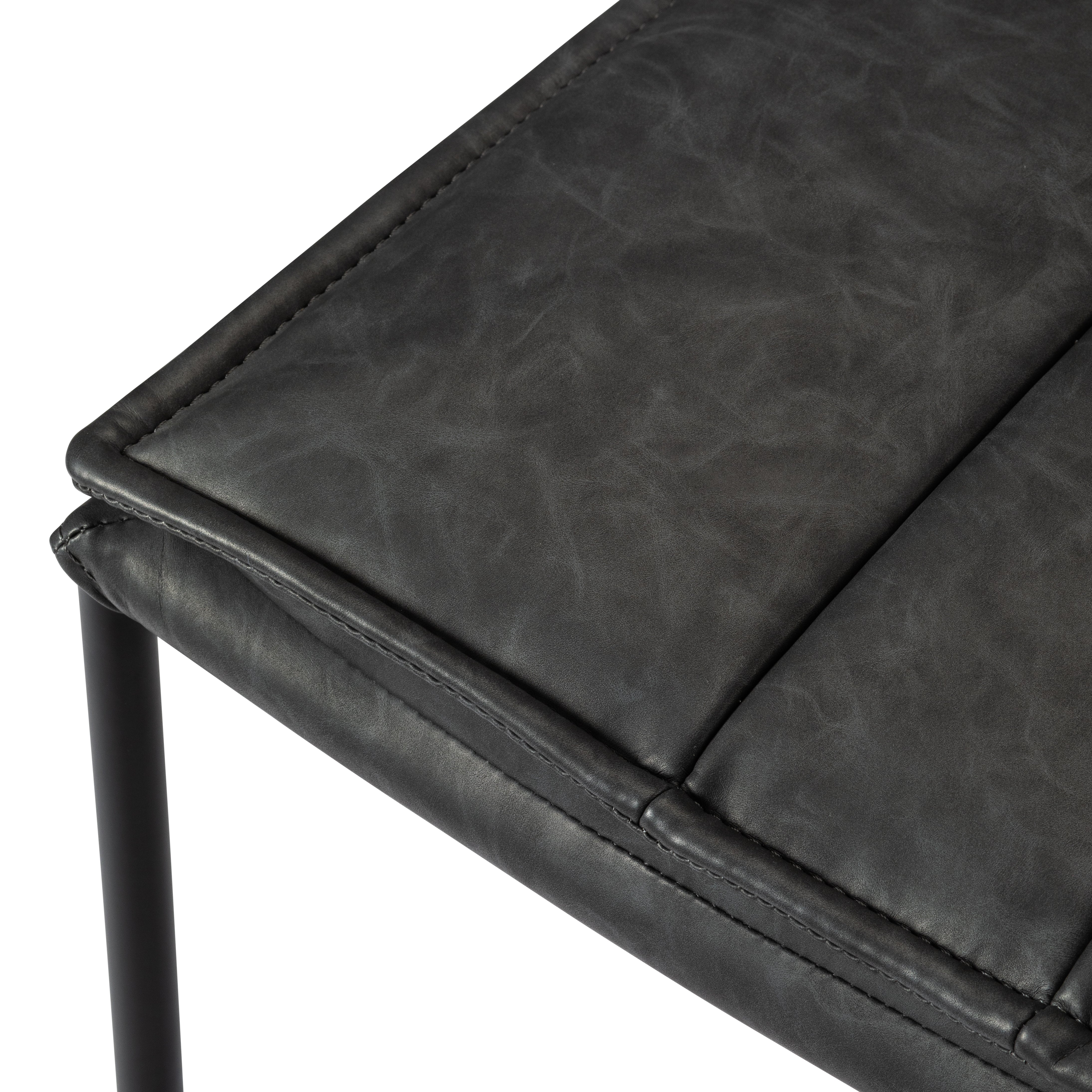 Gerard Bar Stool in Matte Black Finish with Charcoal Black Vegan Leather in Bar Stools by Maven Lane