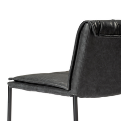 Gerard Counter Stool in Black Finish with Dark Grey Faux Leather in Stools by Maven Lane