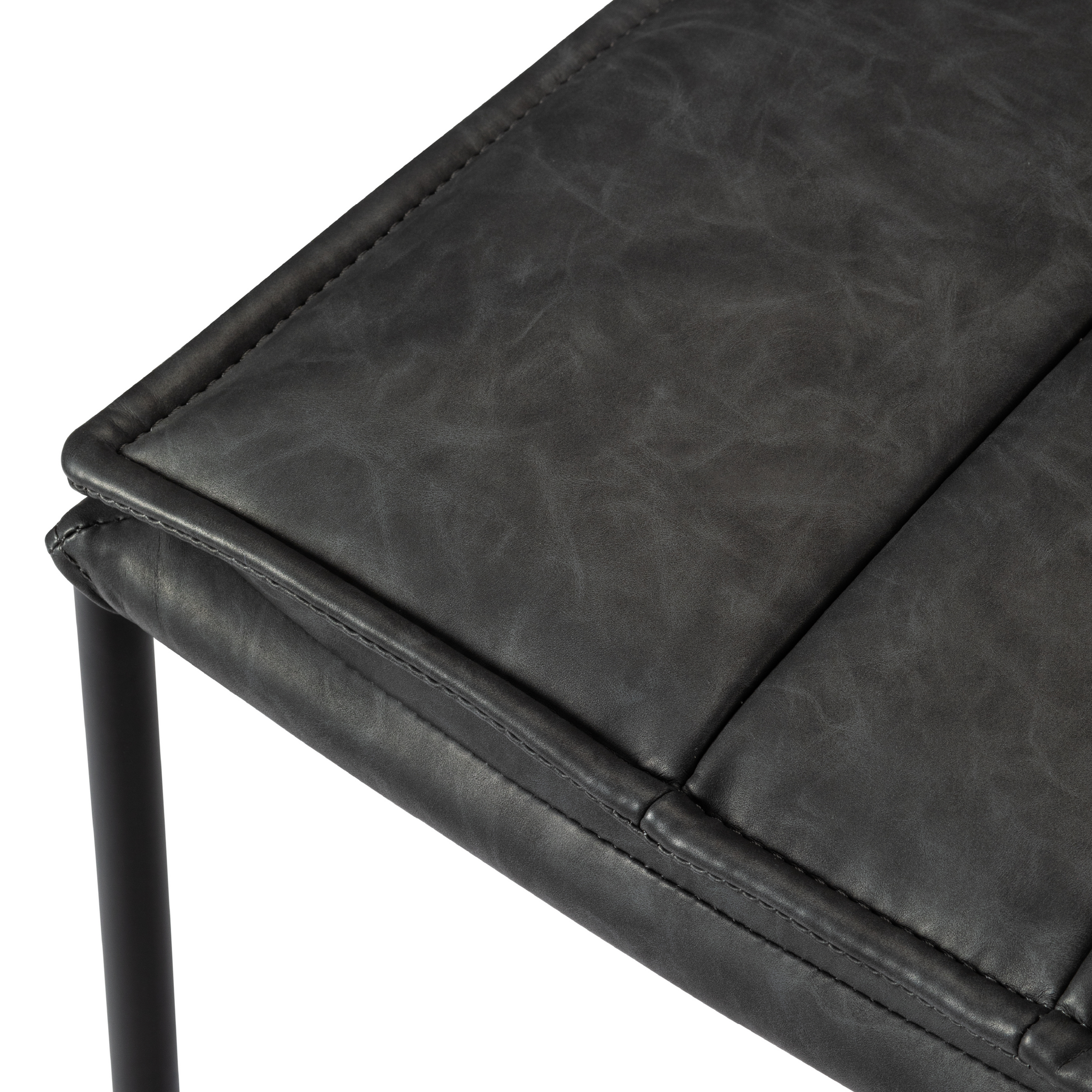 Gerard Counter Stool in Black Finish with Dark Grey Faux Leather in Stools by Maven Lane