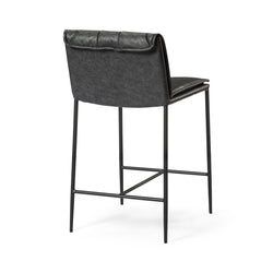 Gerard Counter Stool in Black Finish with Dark Grey Faux Leather in Stools by Maven Lane