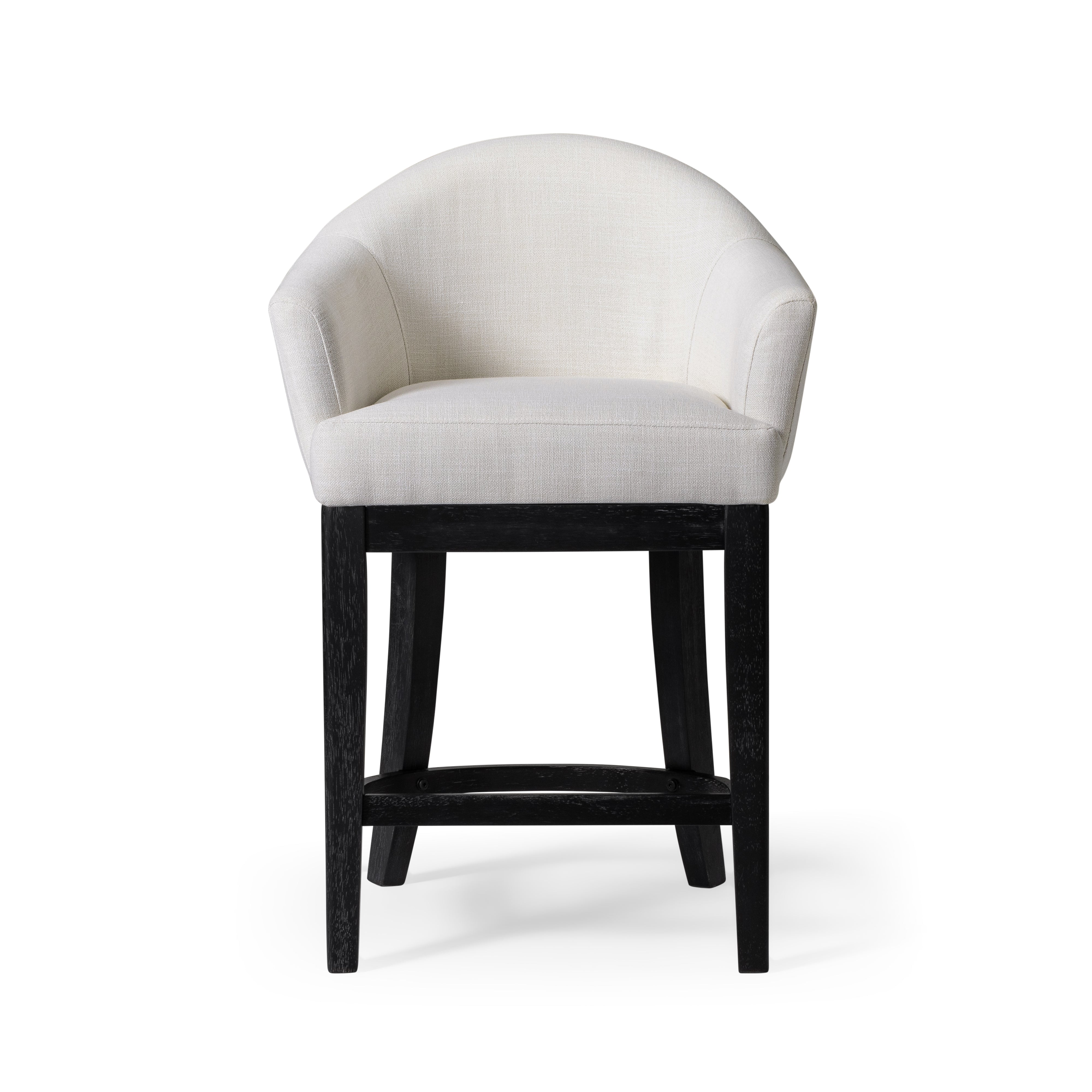 Isabella Counter Stool in Aged Black Finish with Snow White Fabric in Counter Stools by Maven Lane