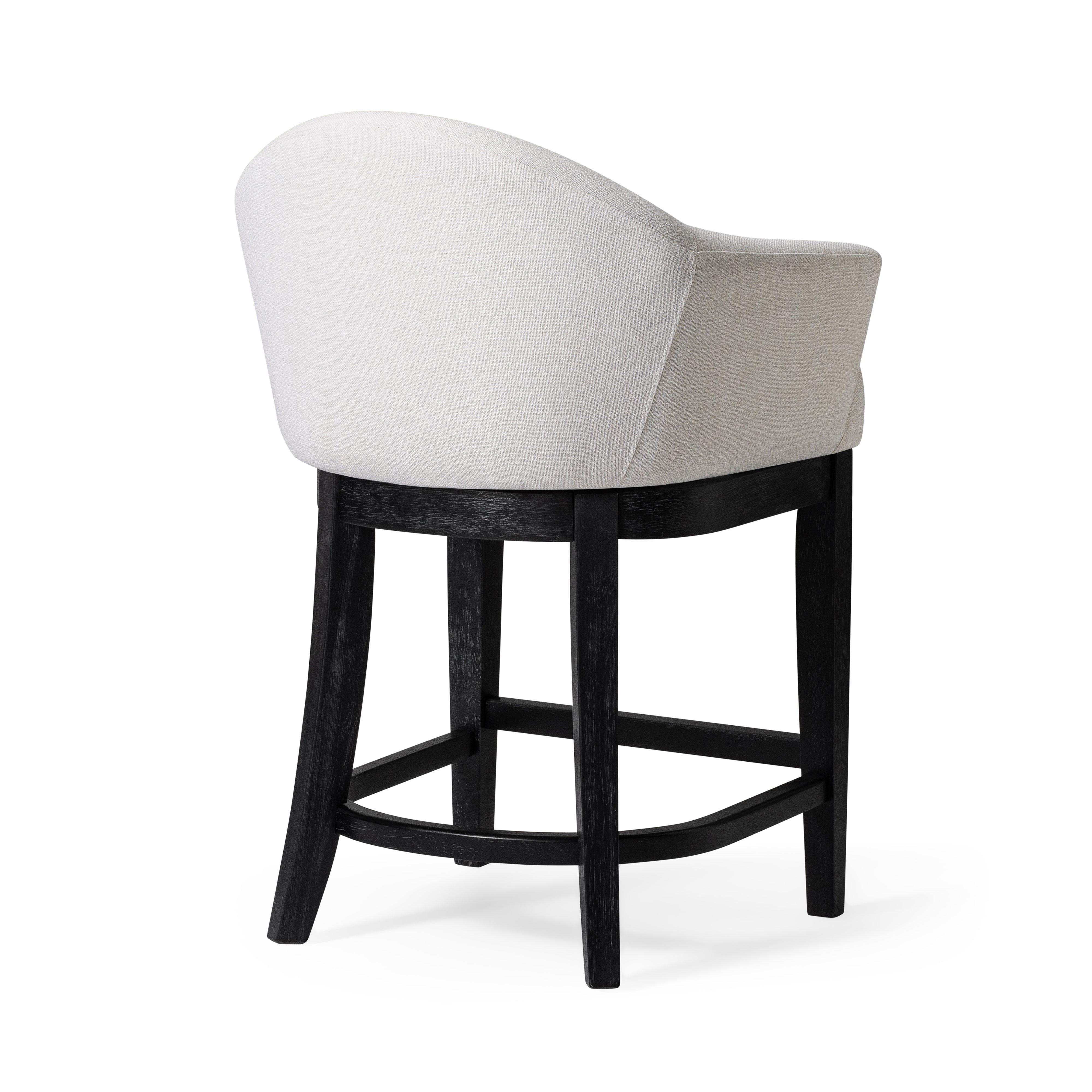 Isabella Counter Stool in Aged Black Finish with Snow White Fabric in Counter Stools by Maven Lane