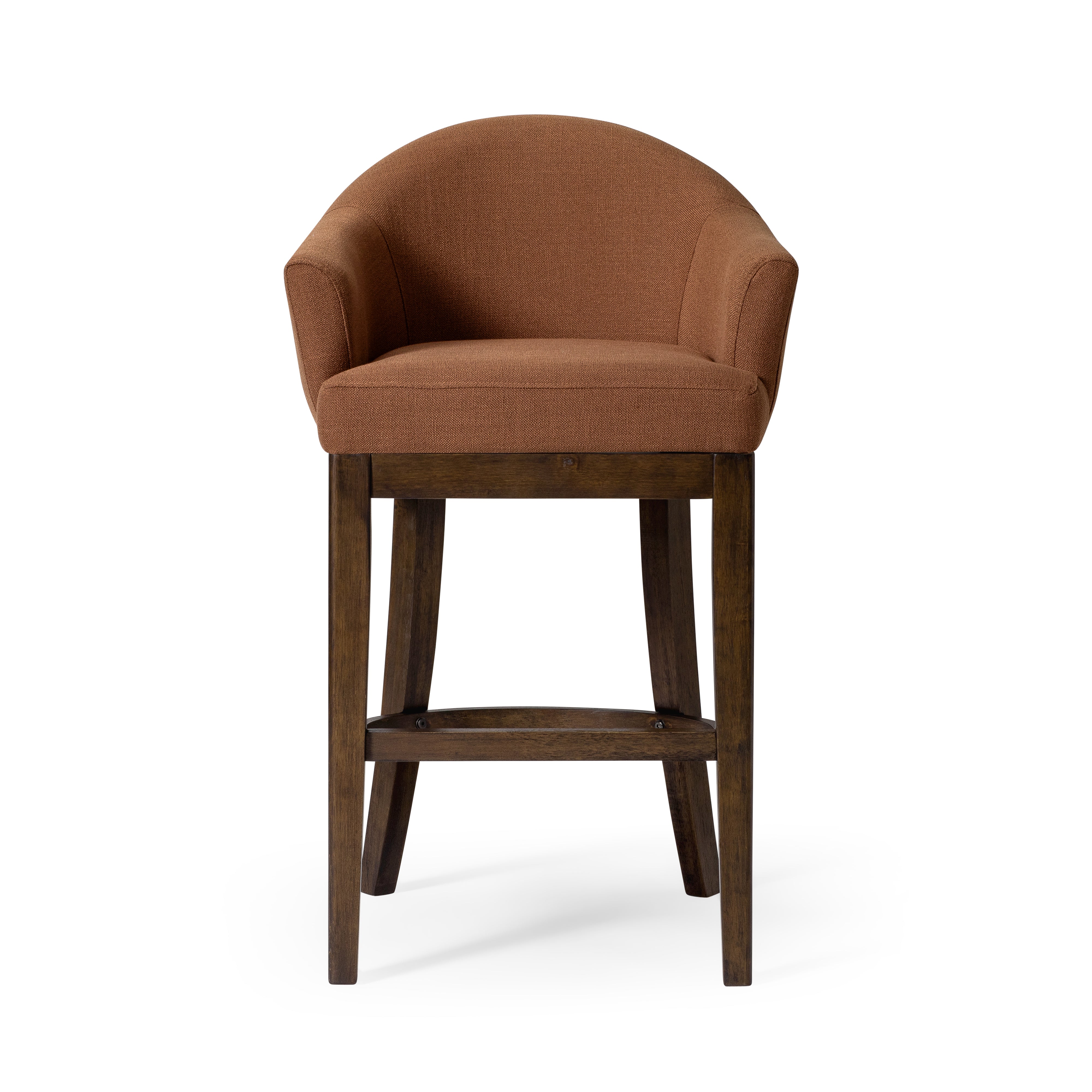 Isabella Bar Stool in Aged Brown Finish with Clay Canvas Fabric in Bar Stools by Maven Lane