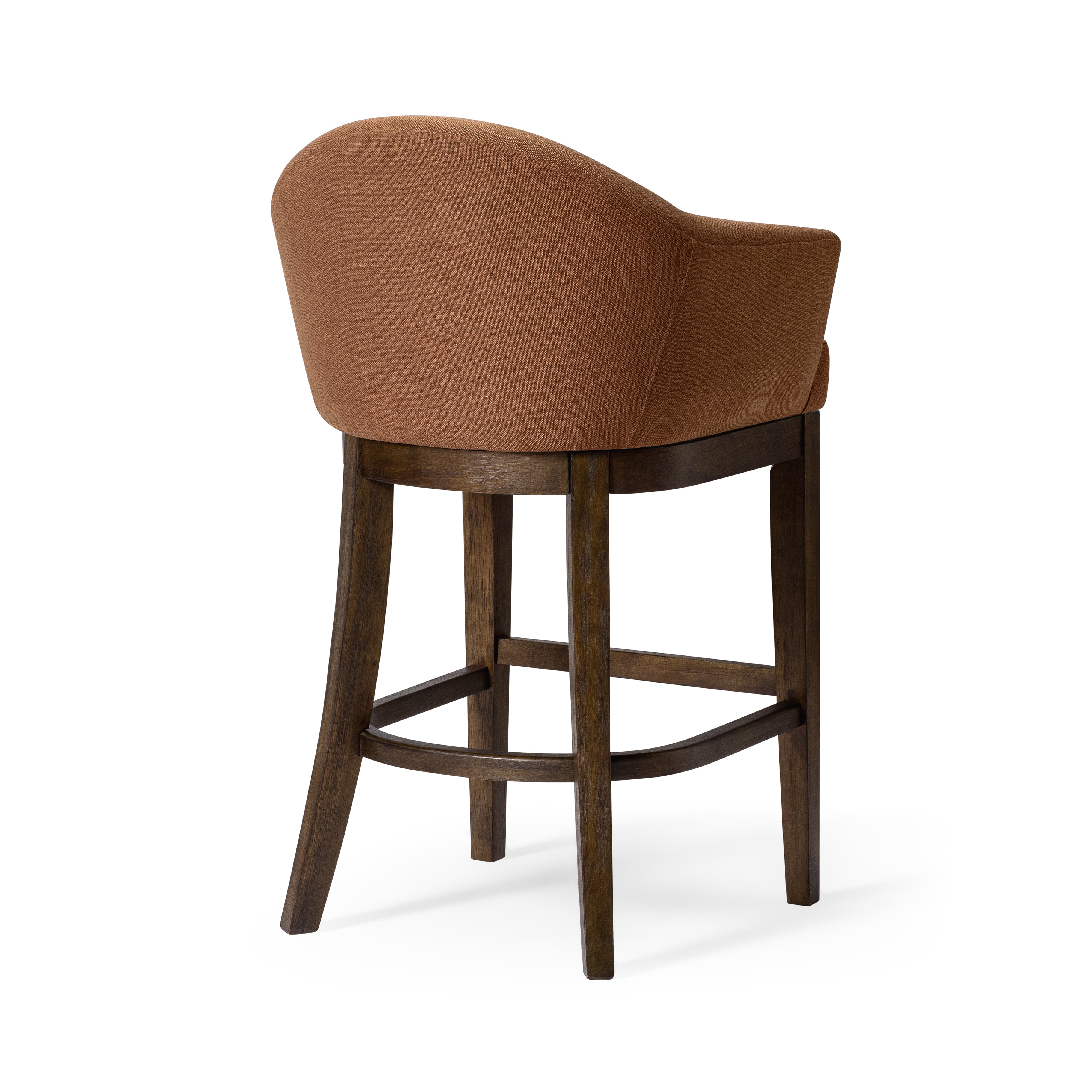 Isabella Bar Stool in Aged Brown Finish with Clay Canvas Fabric in Bar Stools by Maven Lane