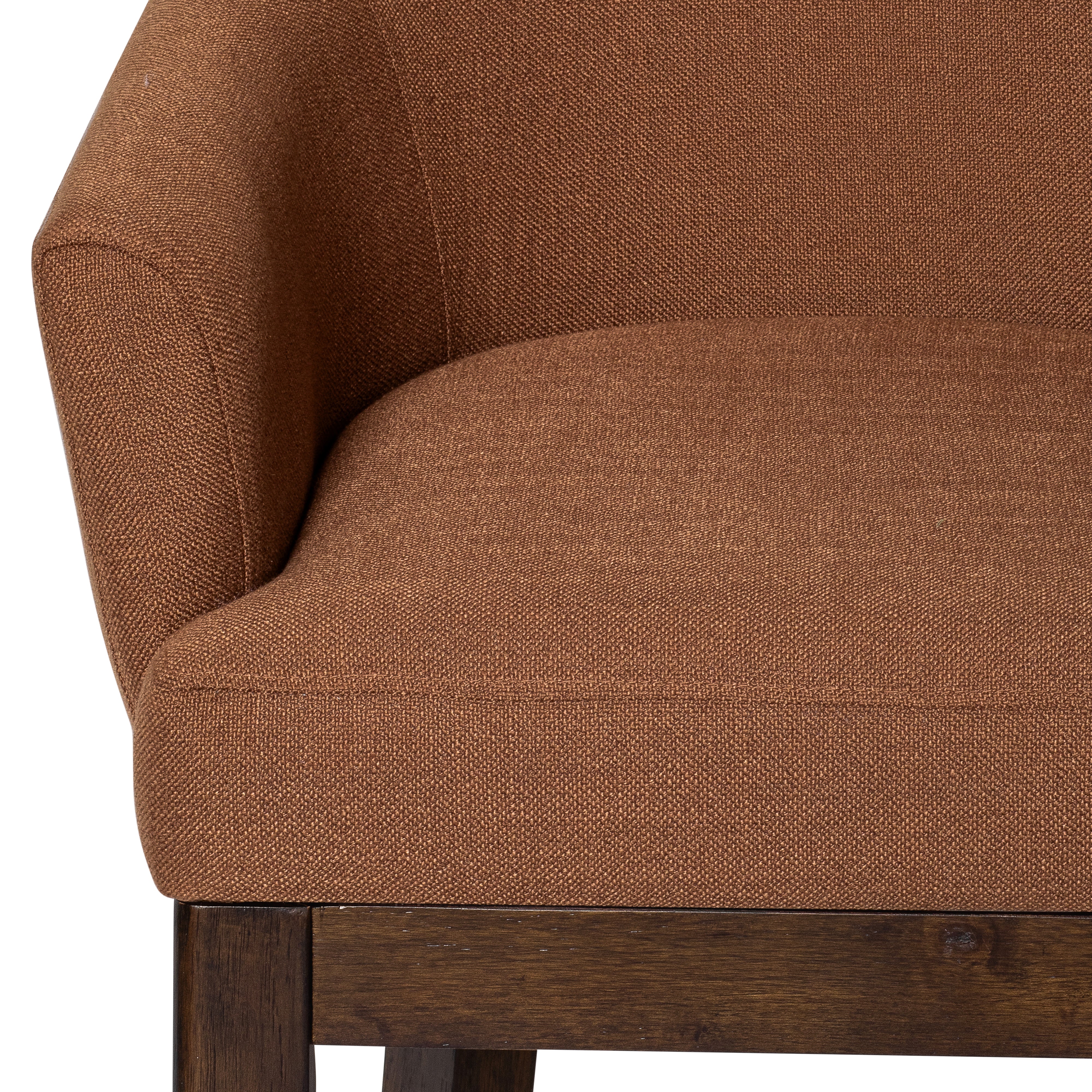 Isabella Bar Stool in Aged Brown Finish with Clay Canvas Fabric in Bar Stools by Maven Lane