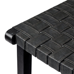 Noah Counter Stool In Black Finish & Dark Grey Woven Faux Leather Seat in Stools by Maven Lane