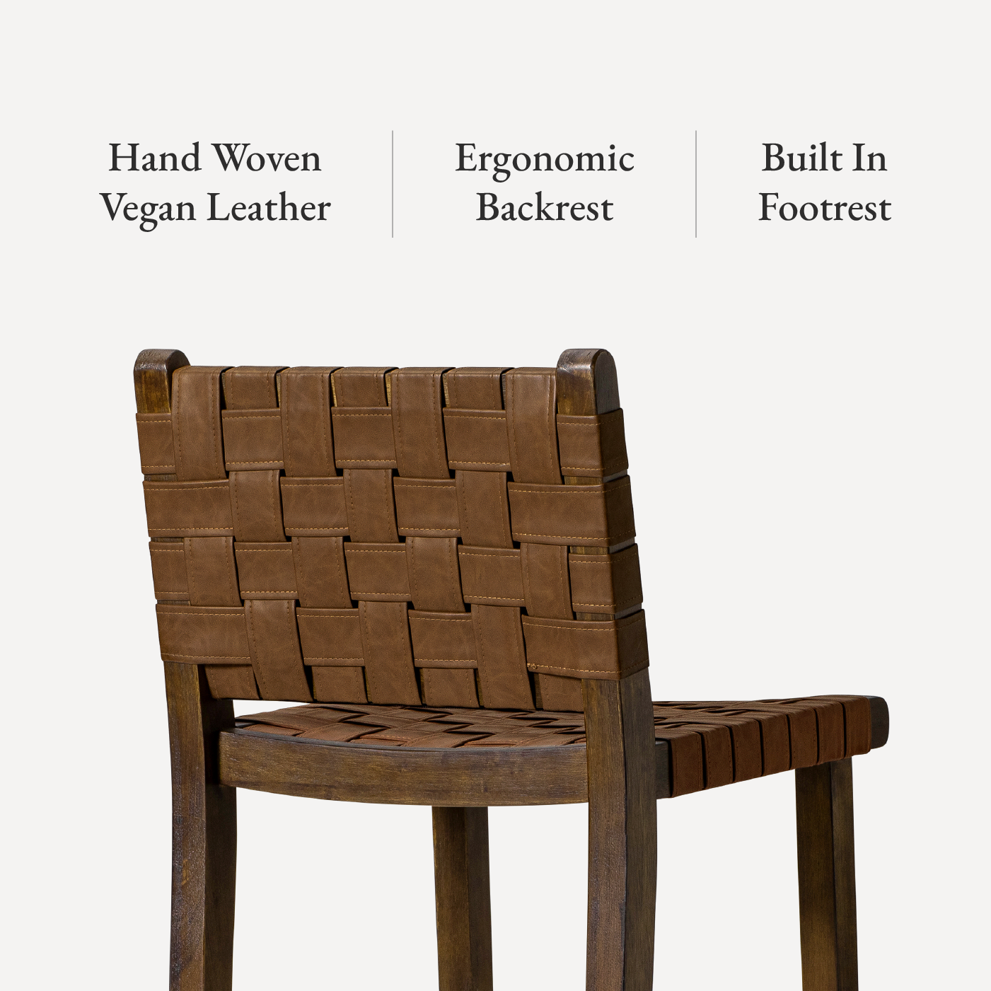 26" Noah Counter Stool In Brown Finish & Brown Woven Faux Leather Seat (Set of 2) in Stools by Maven Lane