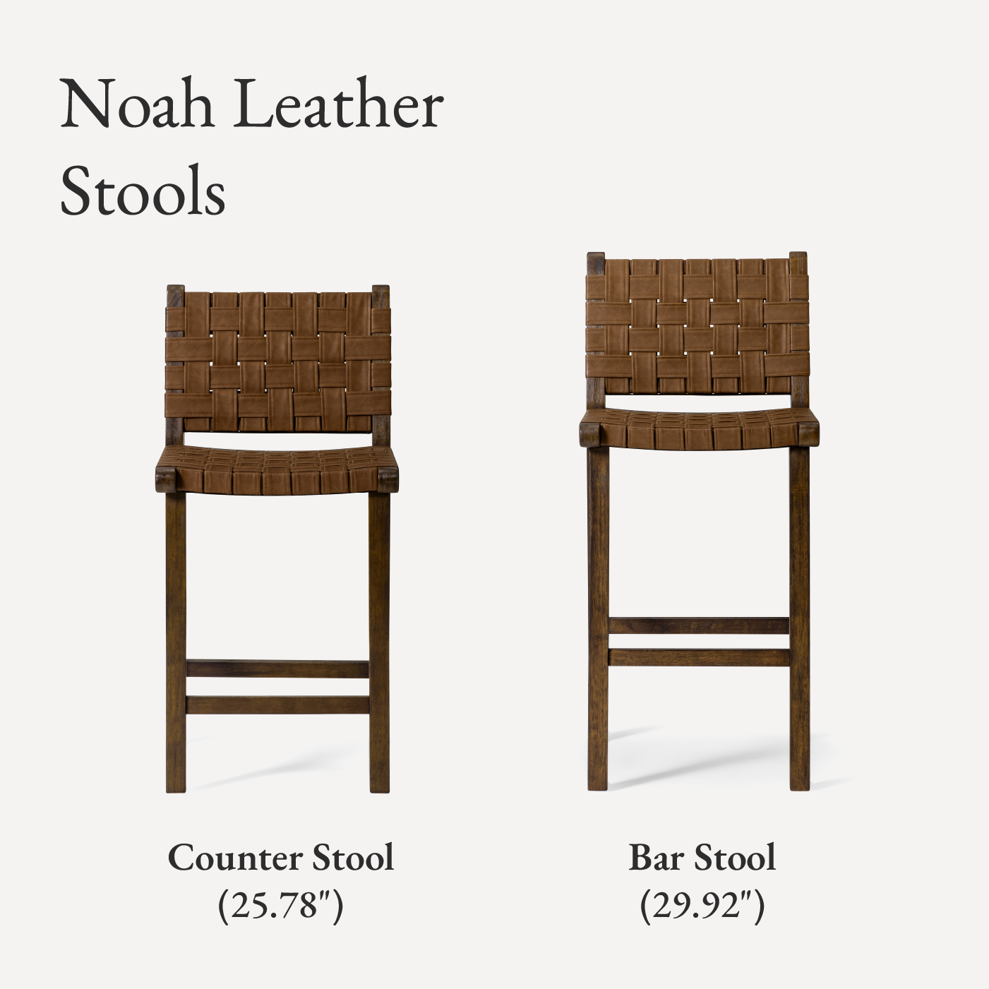 26" Noah Counter Stool In Brown Finish & Brown Woven Faux Leather Seat (Set of 2) in Stools by Maven Lane