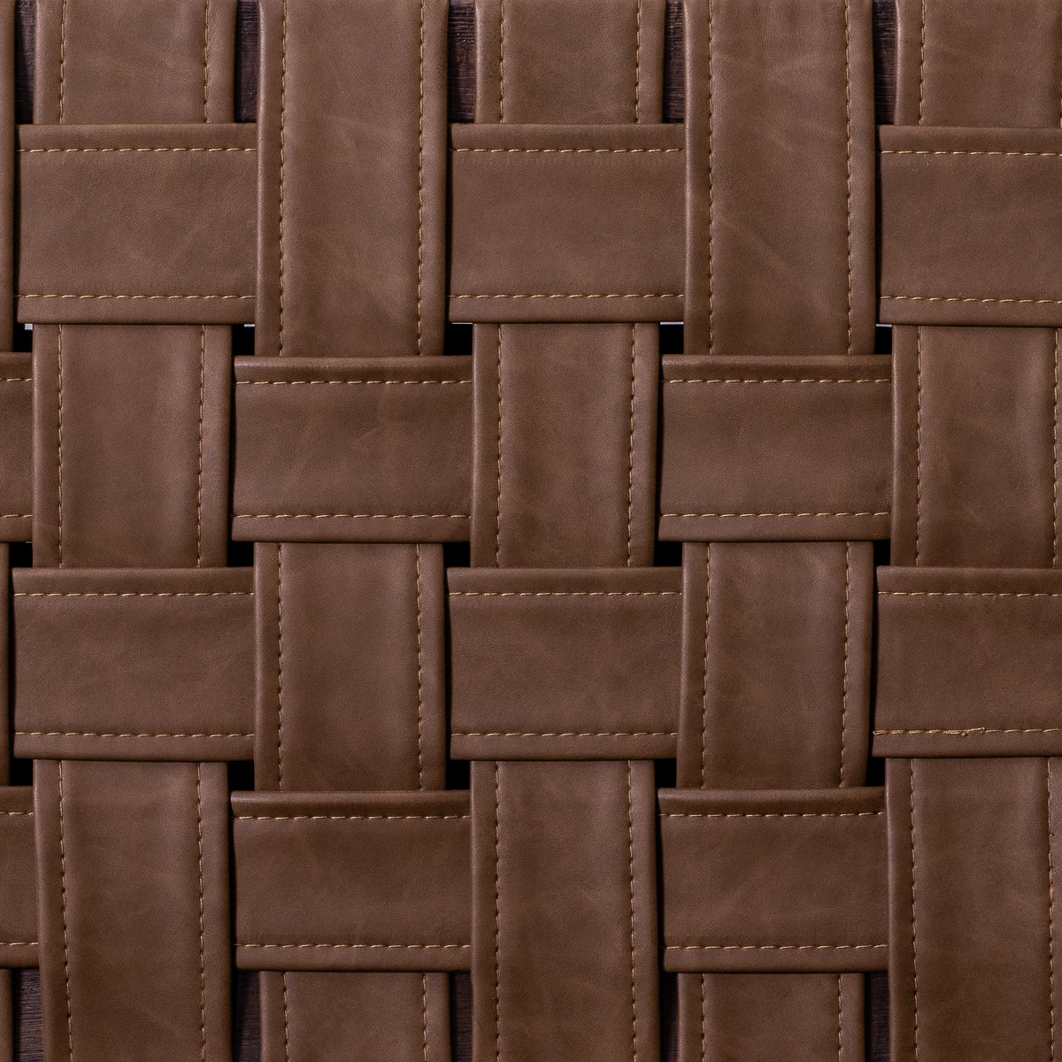 Noah Counter Stool In Brown Finish & Brown Woven Faux Leather Seat in Stools by Maven Lane