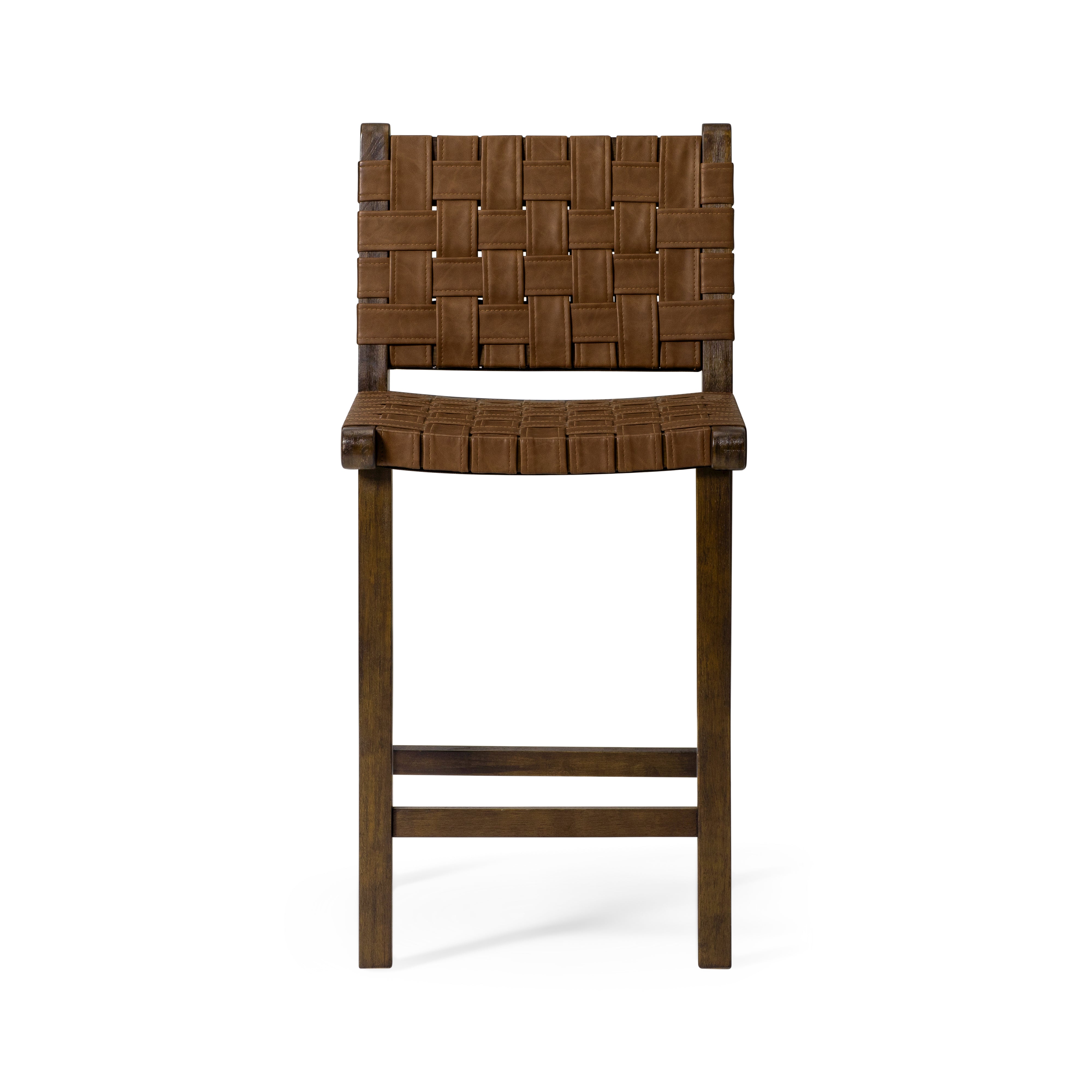 Noah Counter Stool In Aged Brown Finish With Cocoa Brown Vegan Leather in Stools by Maven Lane