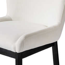 Gia Counter Stool in Black Finish and White Fabric in Stools by Maven Lane