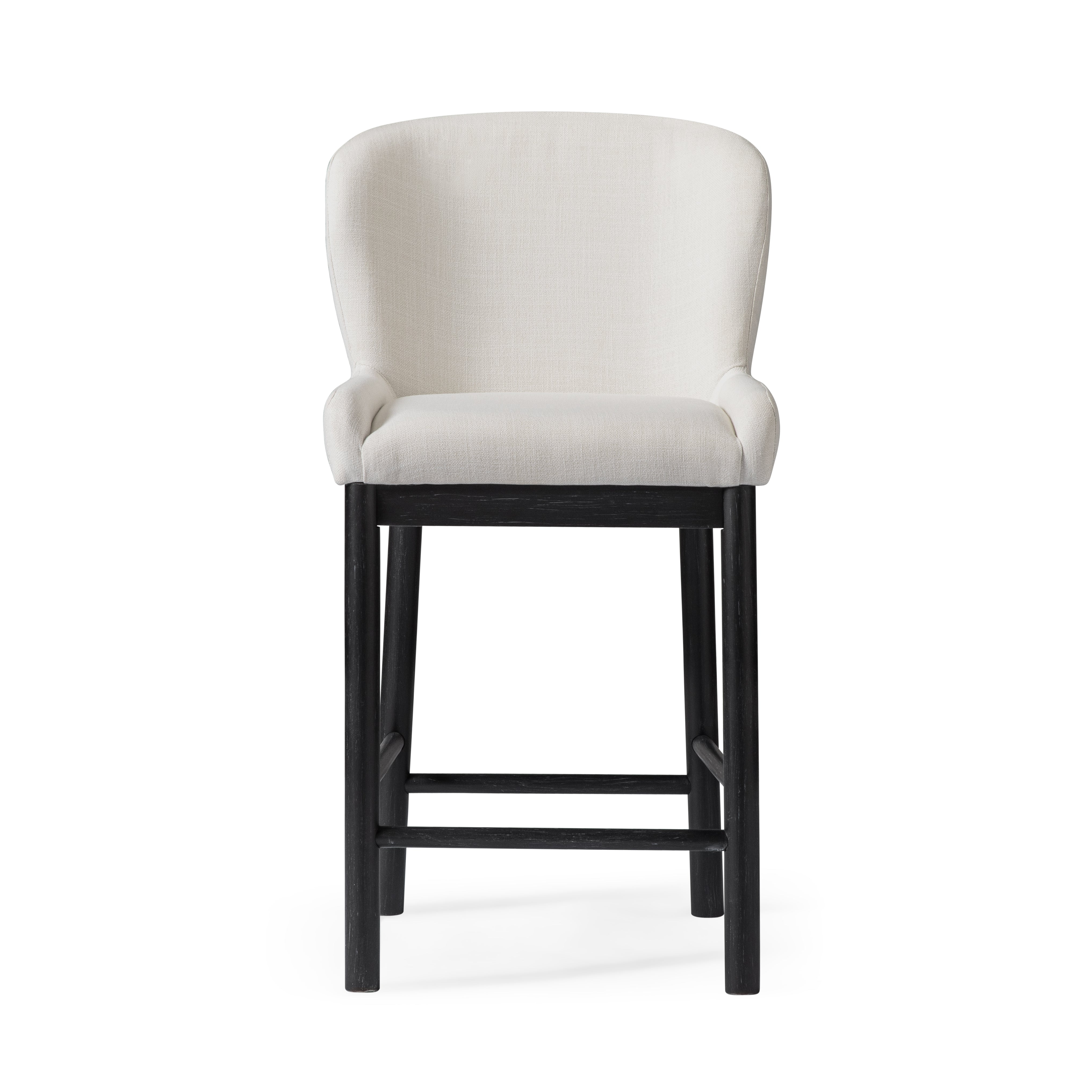 Gia Counter Stool in Aged Black Finish with Dove Weave Fabric in Stools by Maven Lane