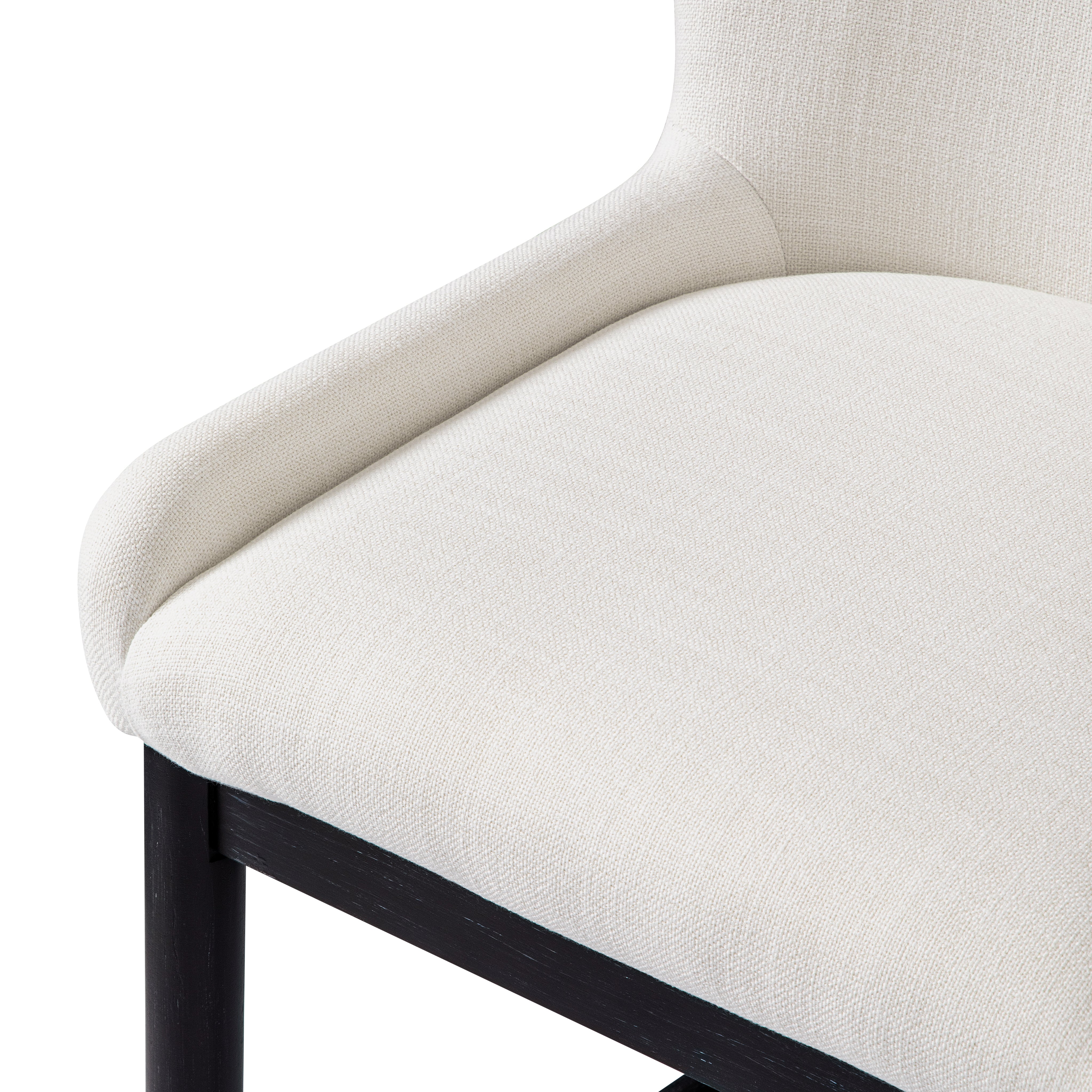 Gia Bar Stool in Aged Black Finish With Dove Weave Fabric in Stools by Maven Lane