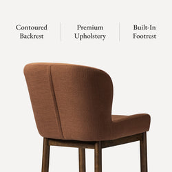 Gia Counter Stool in Brown Finish and Brown Fabric in Stools by Maven Lane