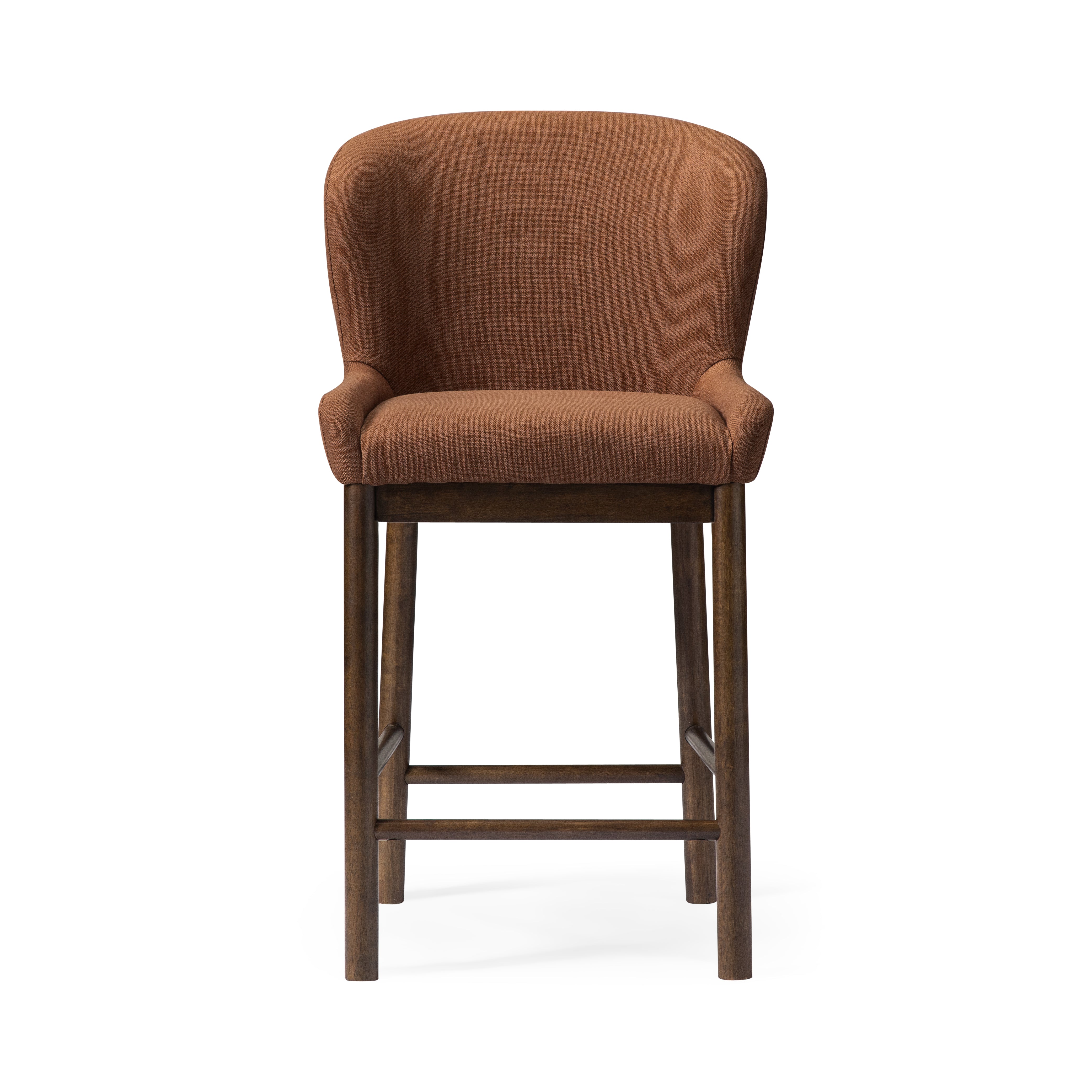 Gia Counter Stool in Aged Brown Finish with Clay Canvas Fabric in Stools by Maven Lane