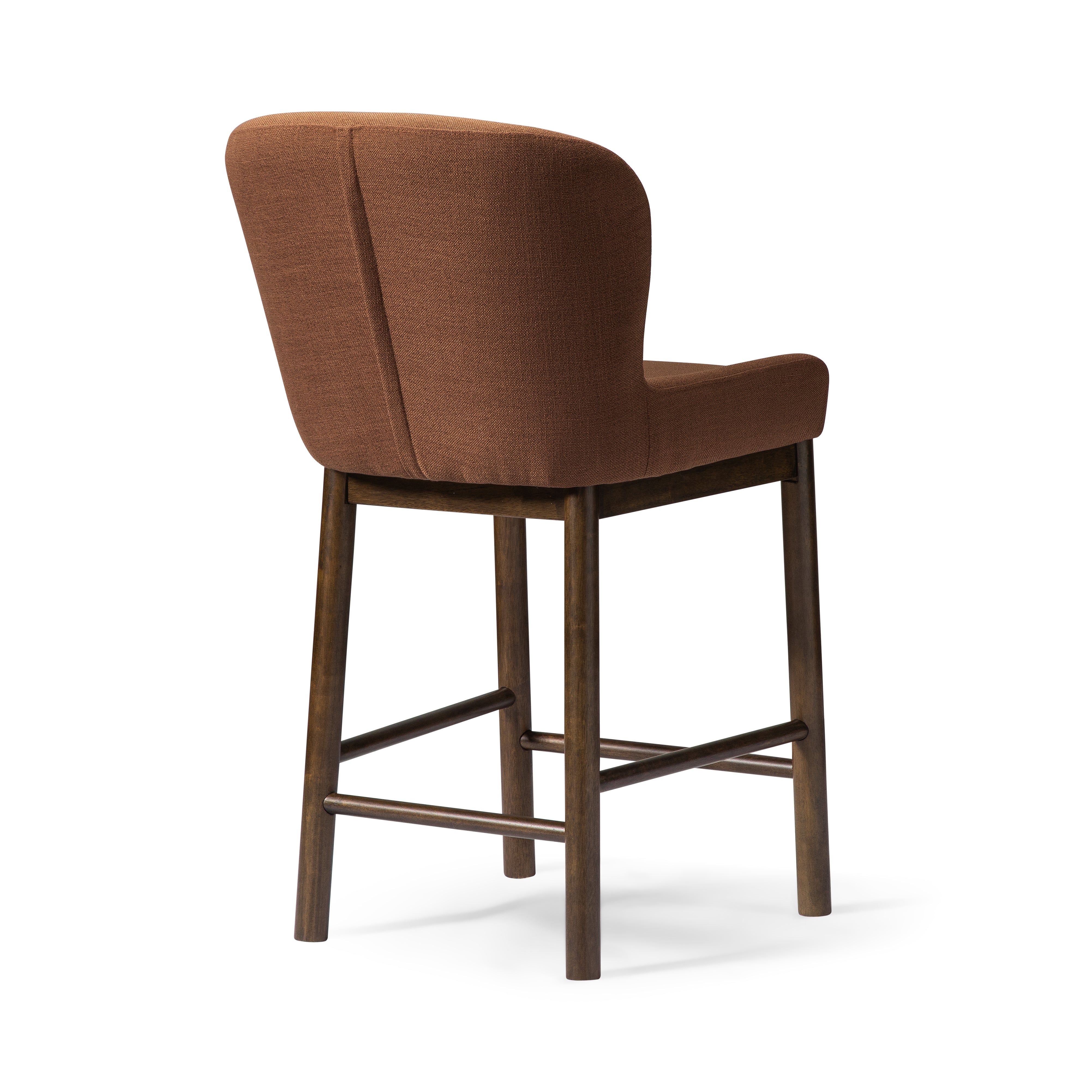 Gia Counter Stool in Aged Brown Finish with Clay Canvas Fabric in Stools by Maven Lane