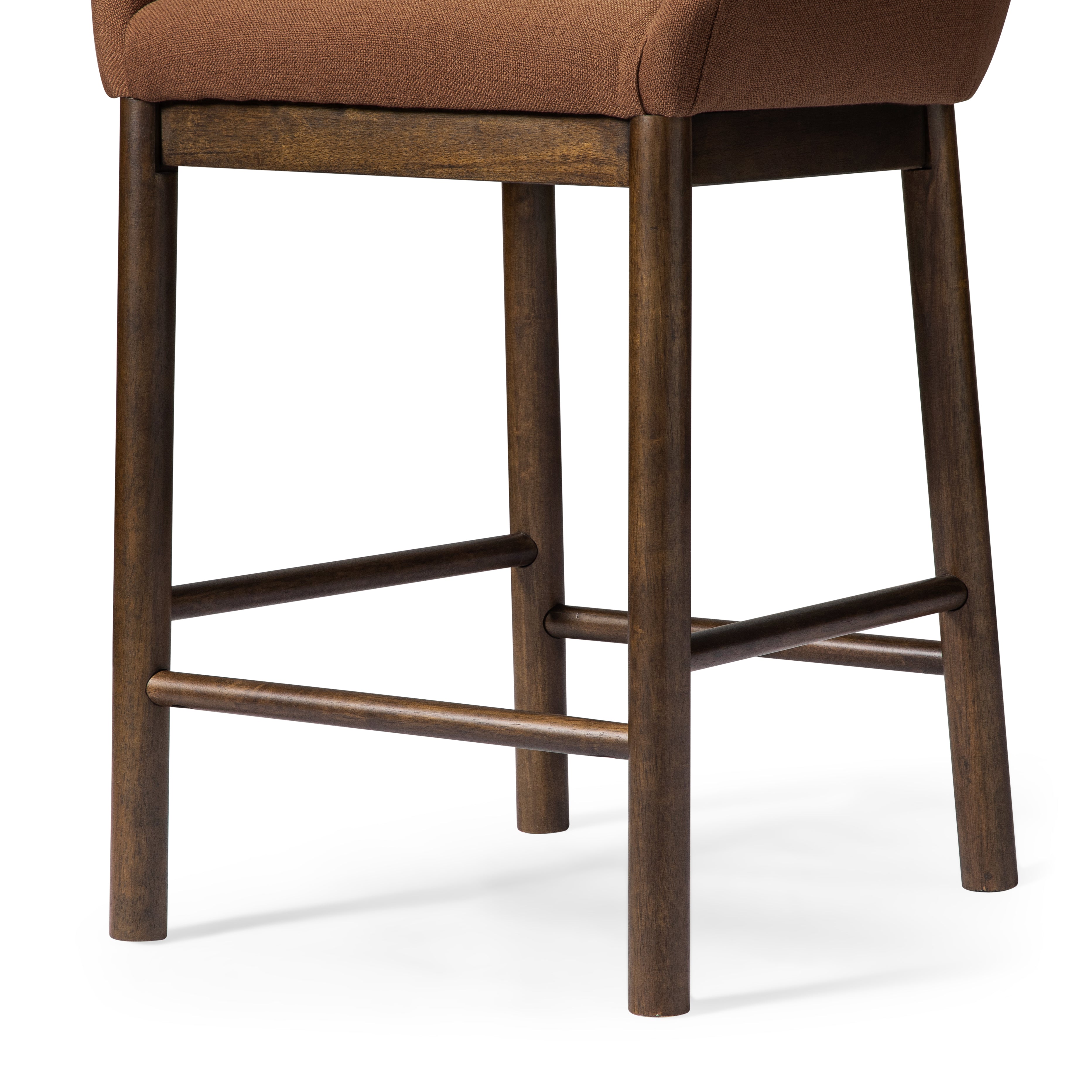 Gia Counter Stool in Aged Brown Finish with Clay Canvas Fabric in Stools by Maven Lane