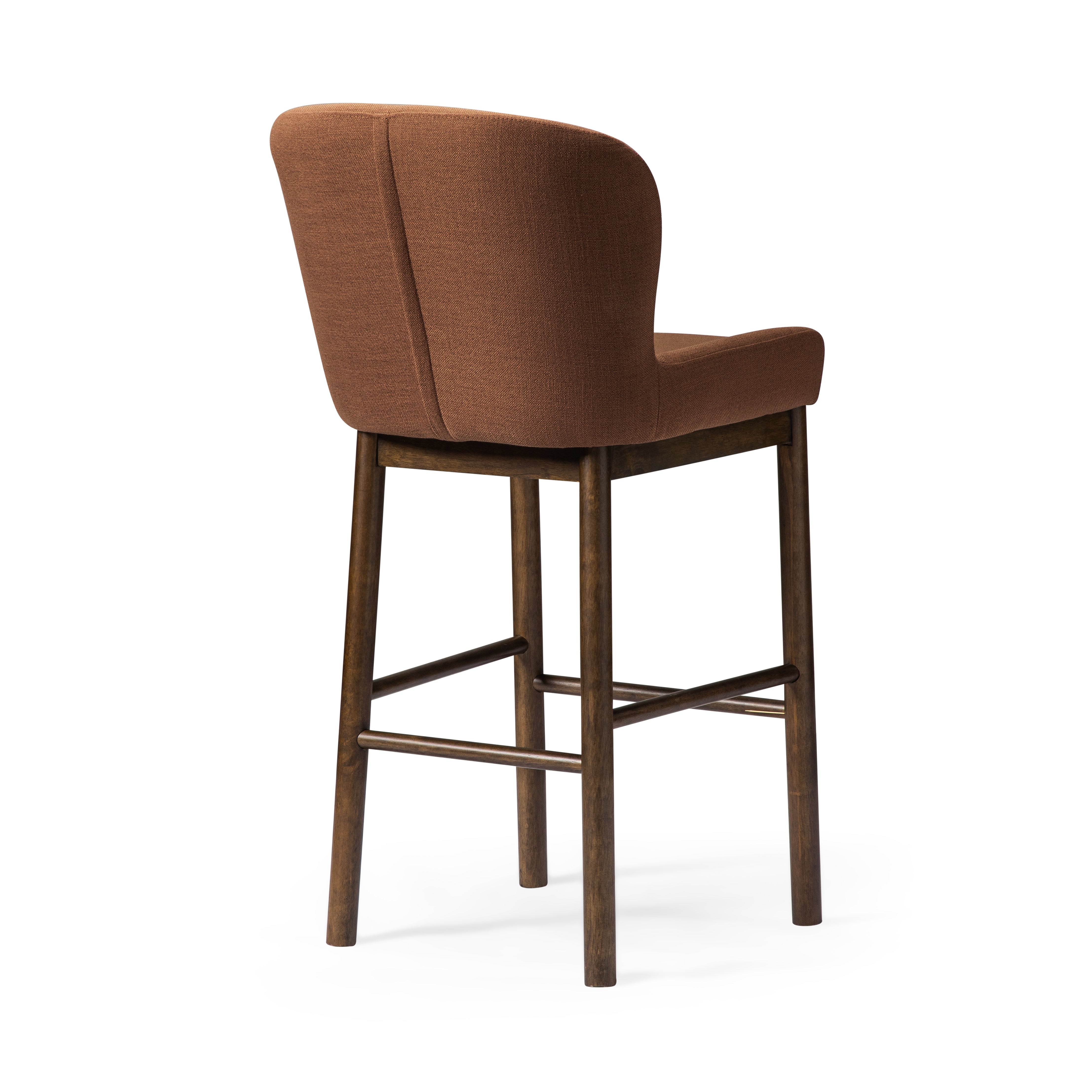 Gia Bar Stool in Aged Brown Finish With Clay Canvas Fabric in Stools by Maven Lane