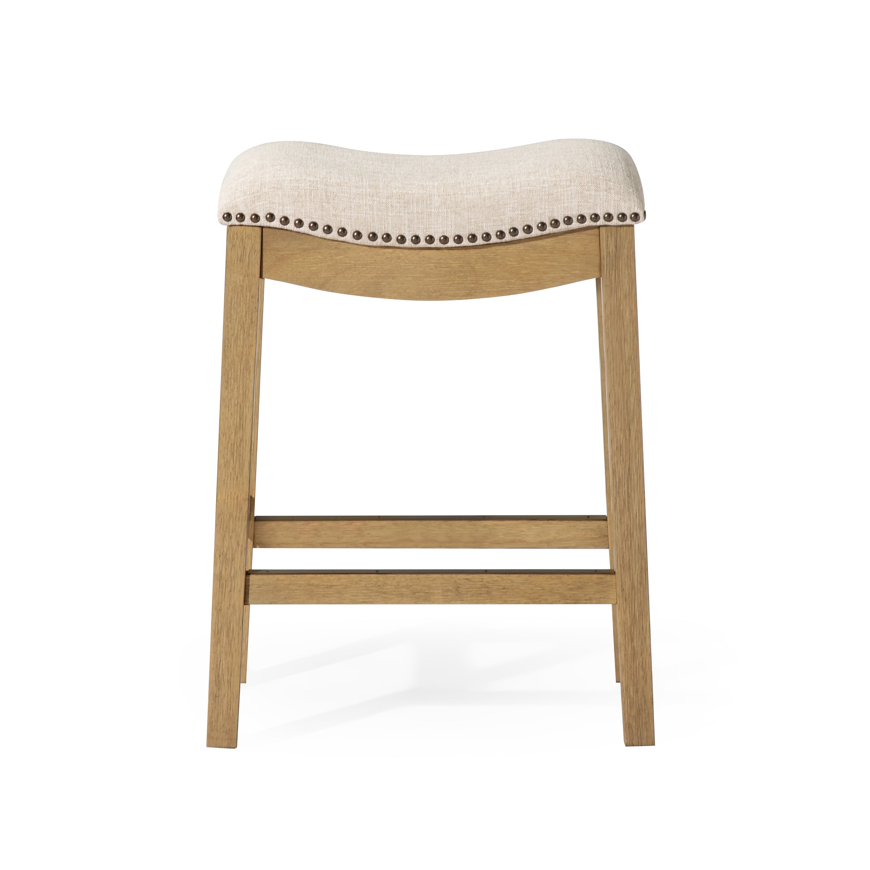 Alex Counter Stool in Aged Natural Finish with Wheat Fabric Upholstery in Stools by Maven Lane