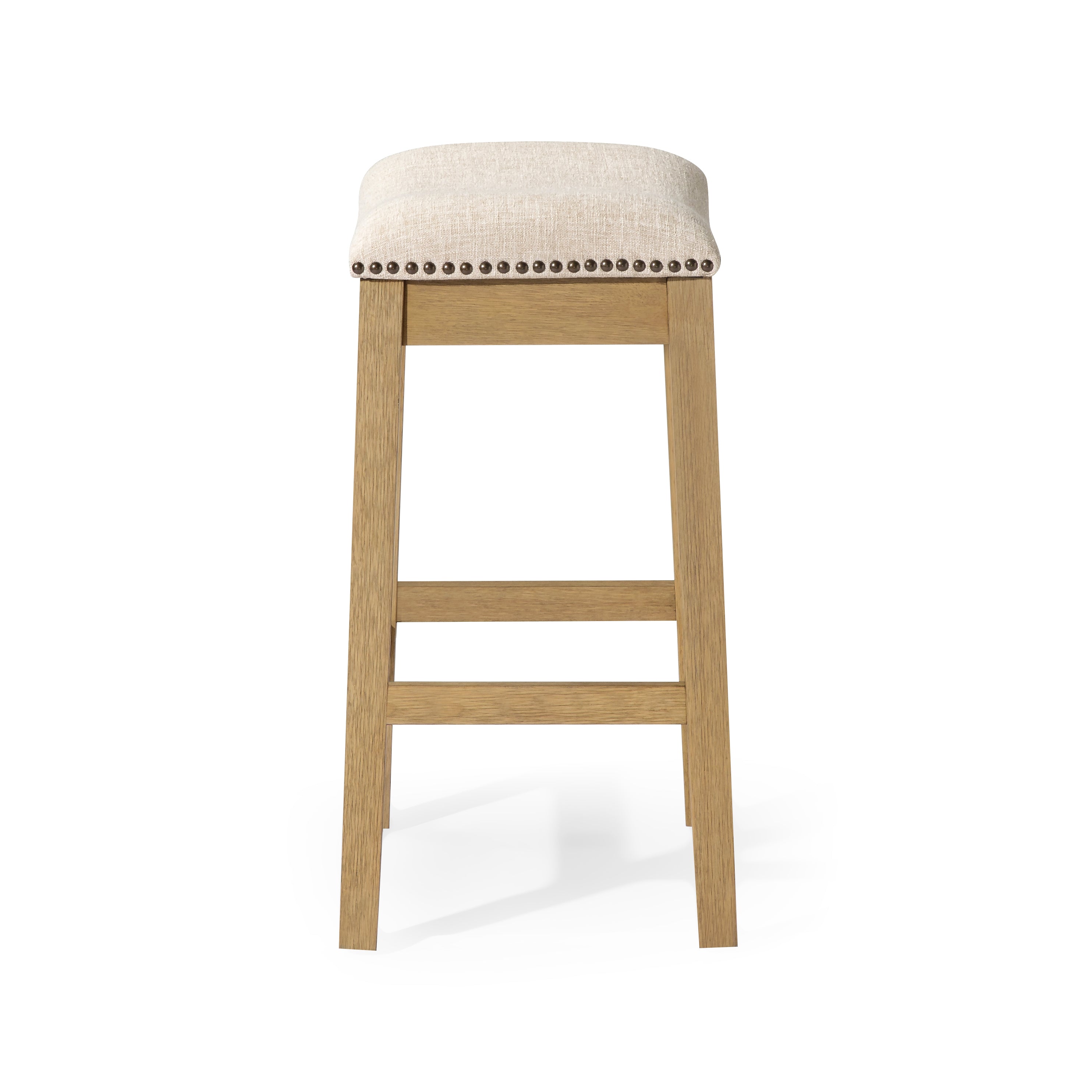 Alex Counter Stool in Aged Natural Finish with Wheat Fabric Upholstery in Stools by Maven Lane