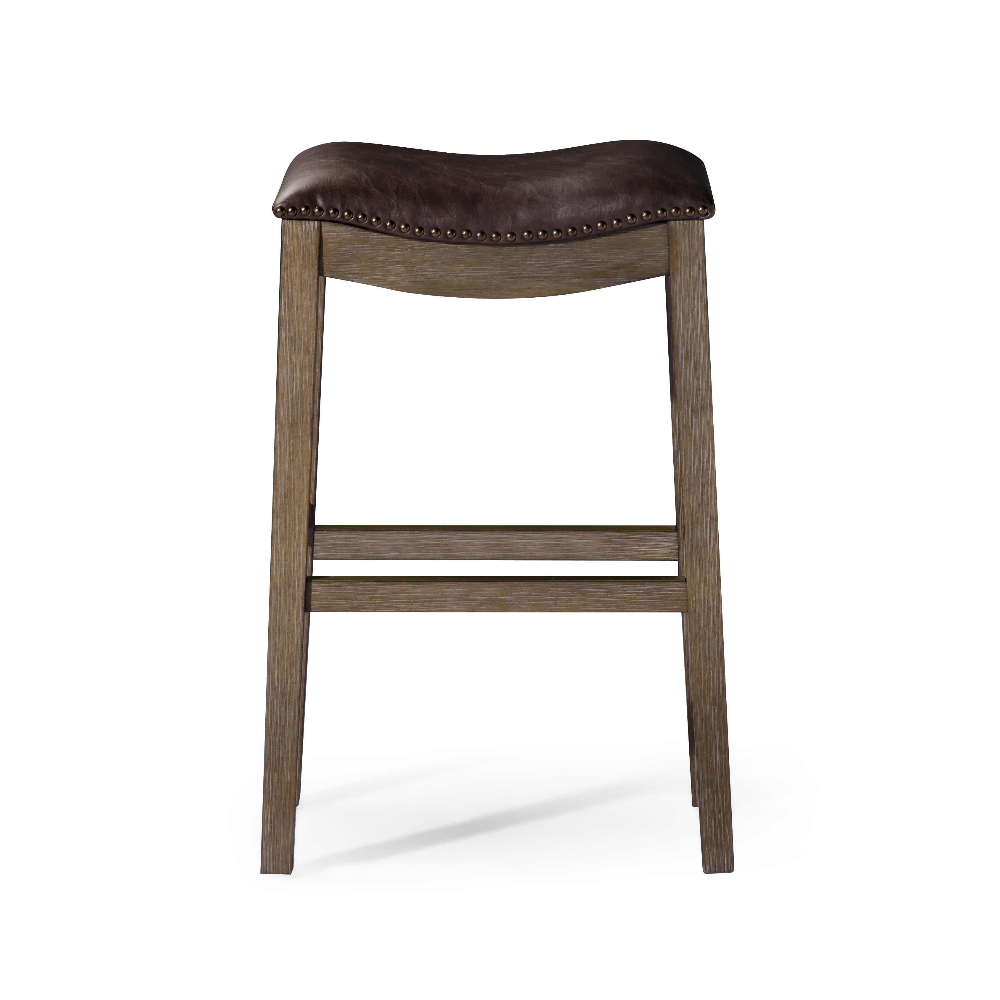 Alex Bar Stool in Walnut Finish with Marksman Saddle Vegan Leather in Stools by Maven Lane