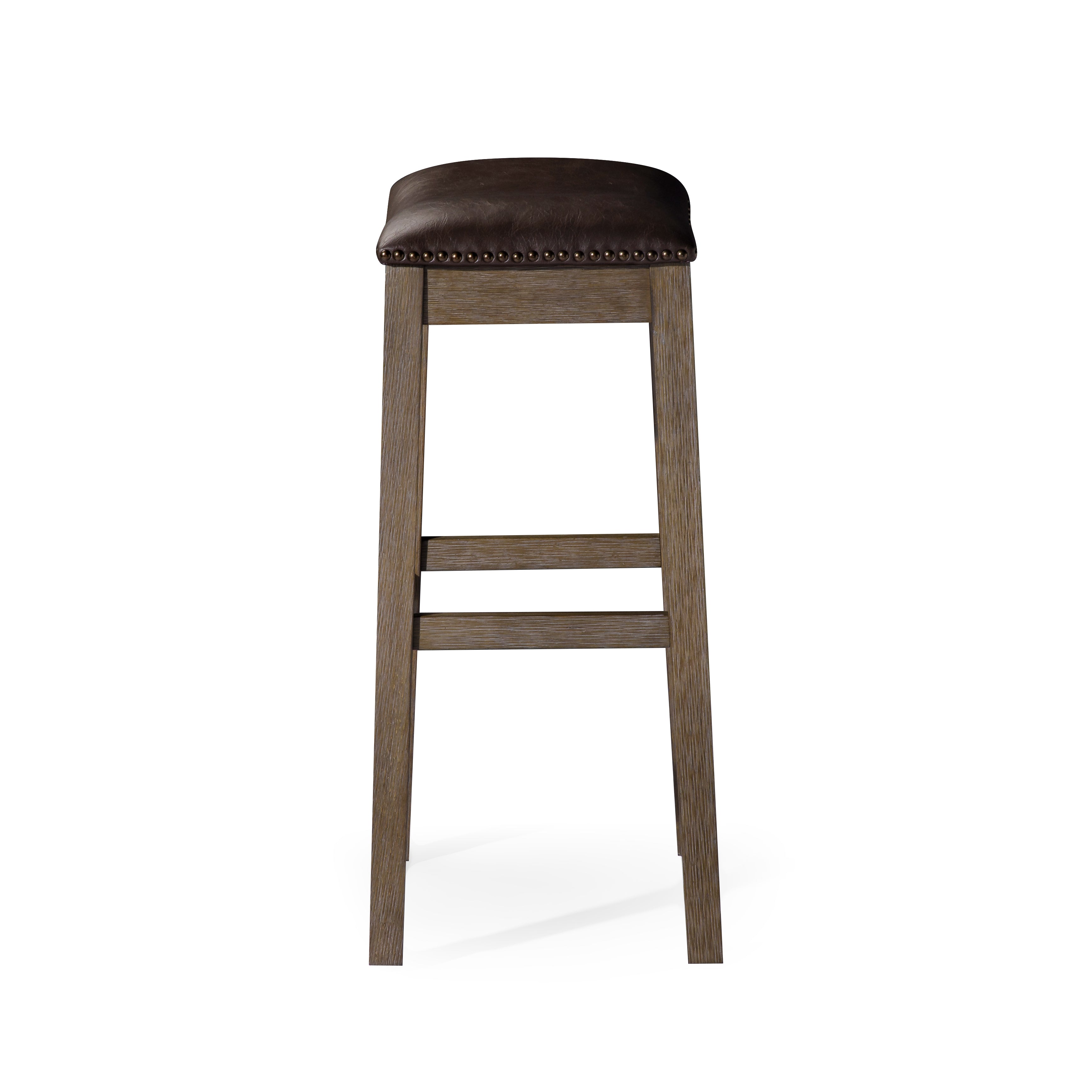 Alex Bar Stool in Walnut Finish with Marksman Saddle Vegan Leather in Stools by Maven Lane