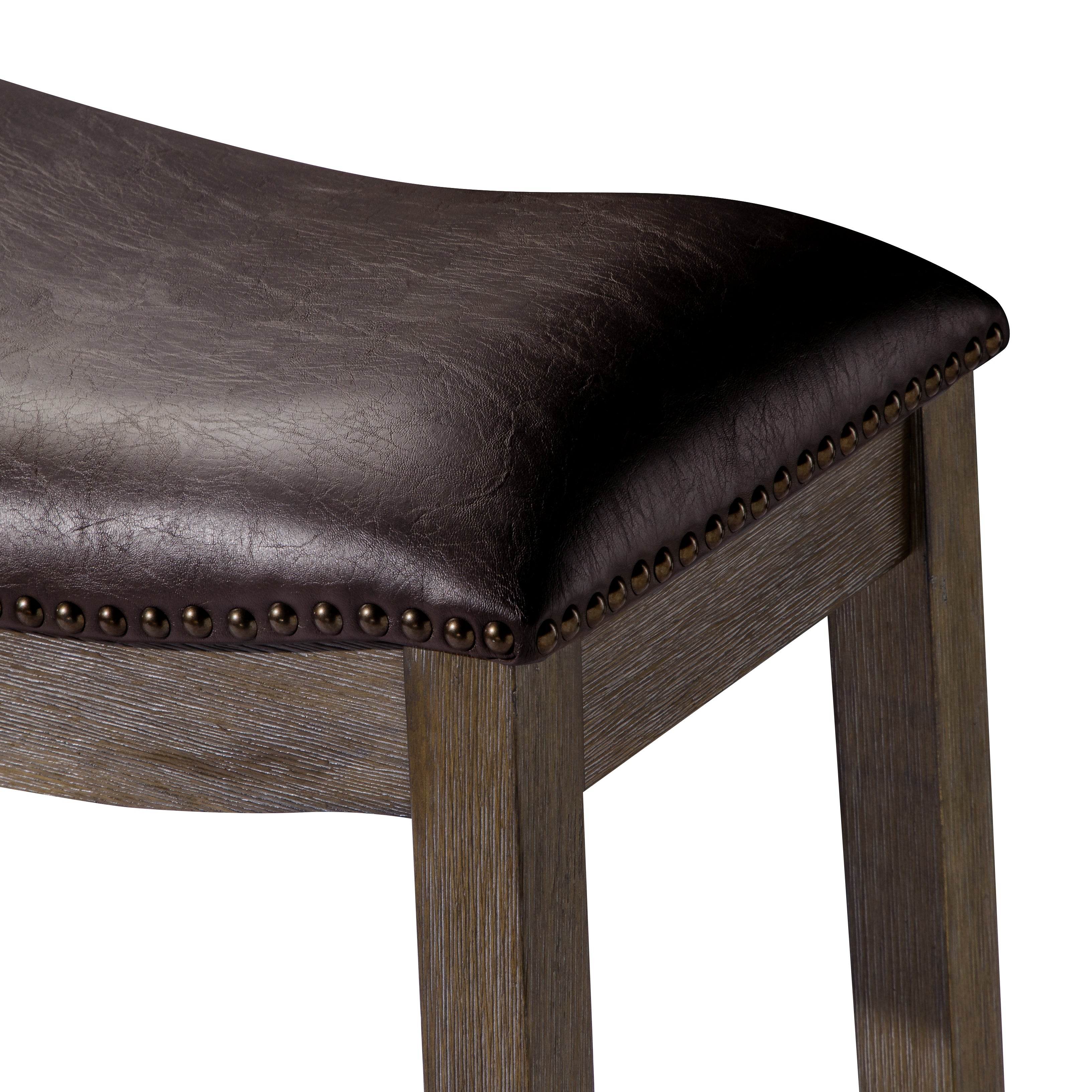 Alex Bar Stool in Walnut Finish with Marksman Saddle Vegan Leather in Stools by Maven Lane