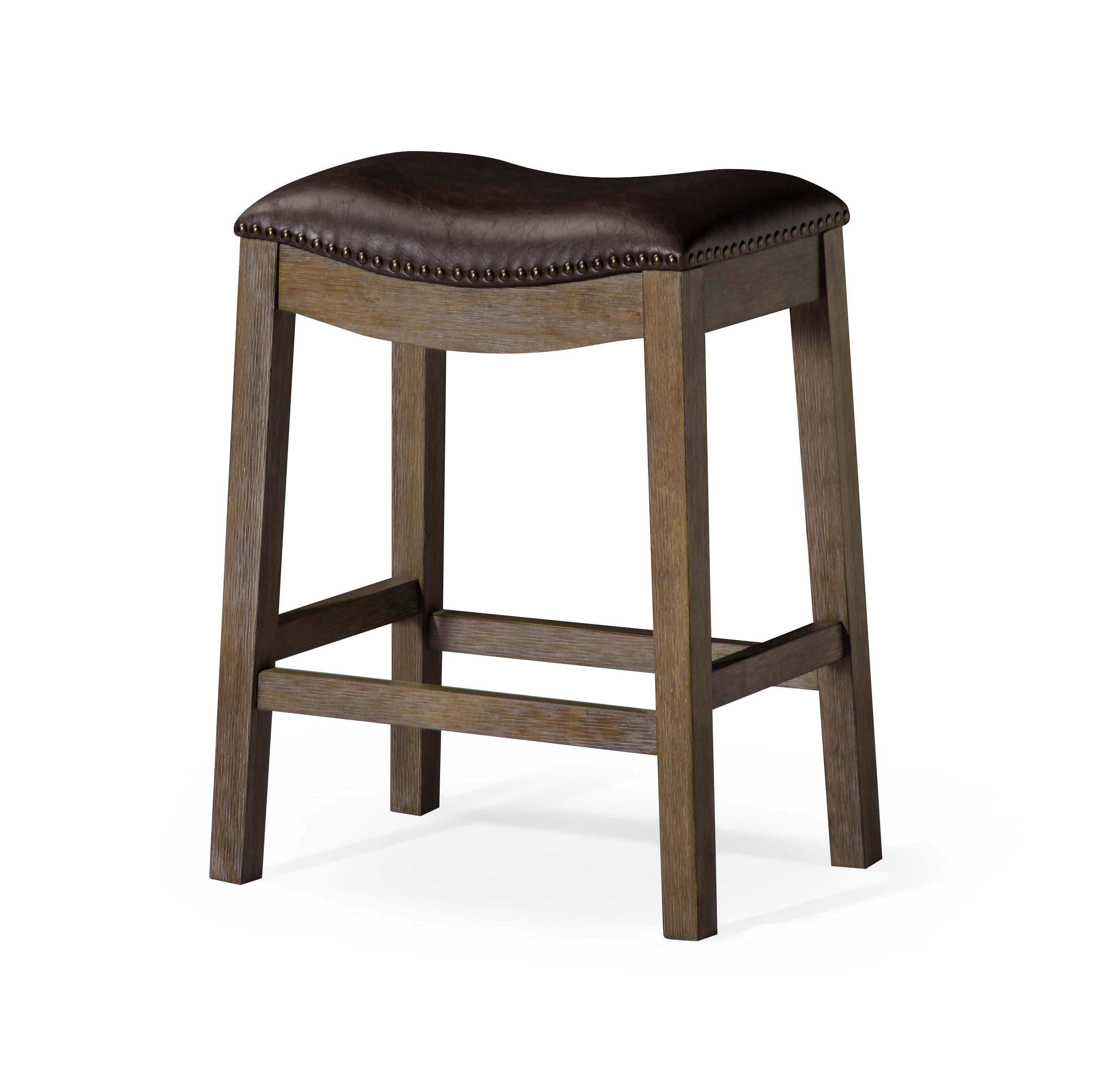 Alex Counter Stool in Walnut Finish with Marksman Saddle Vegan Leather in Stools by Maven Lane