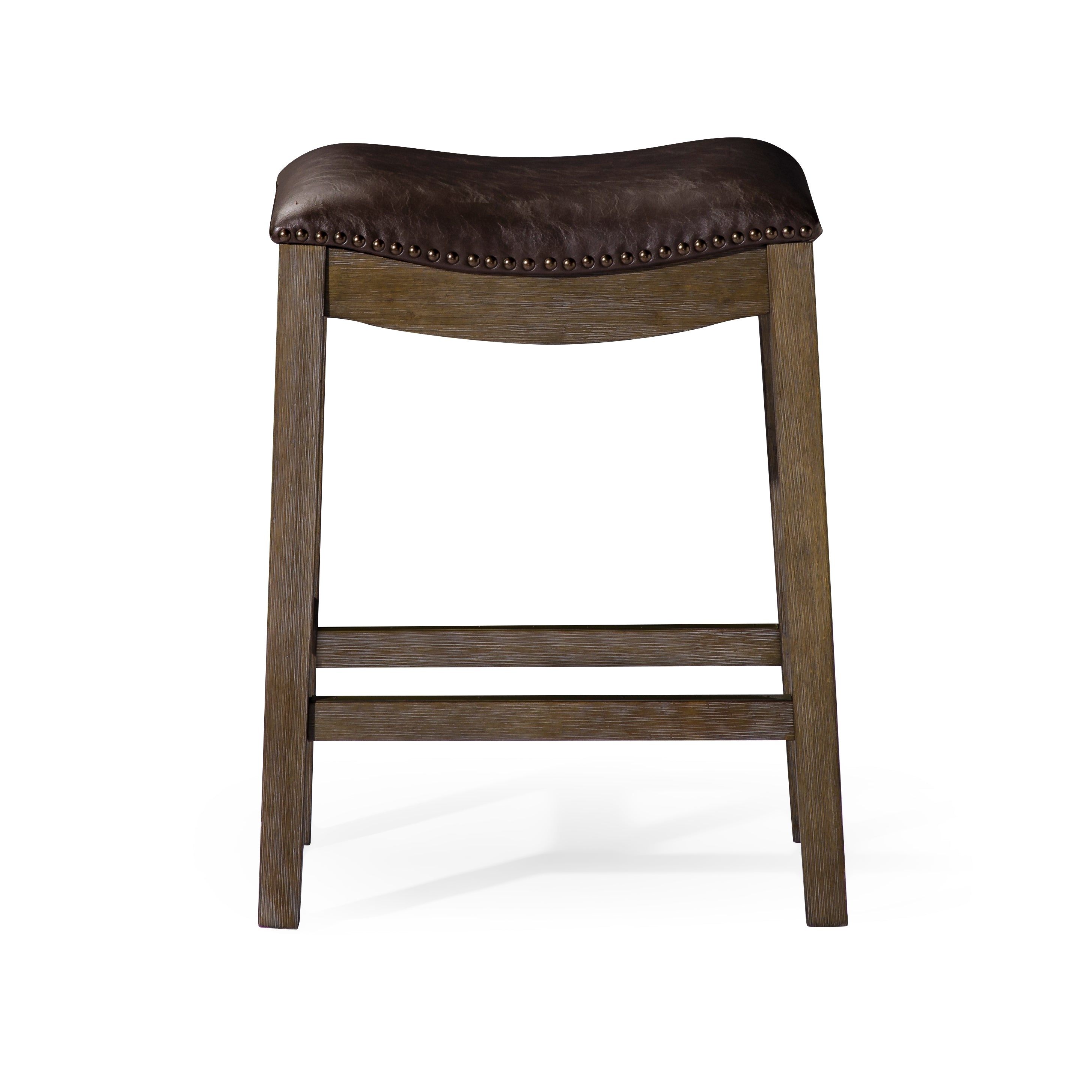 Alex Counter Stool in Walnut Finish with Marksman Saddle Vegan Leather in Stools by Maven Lane