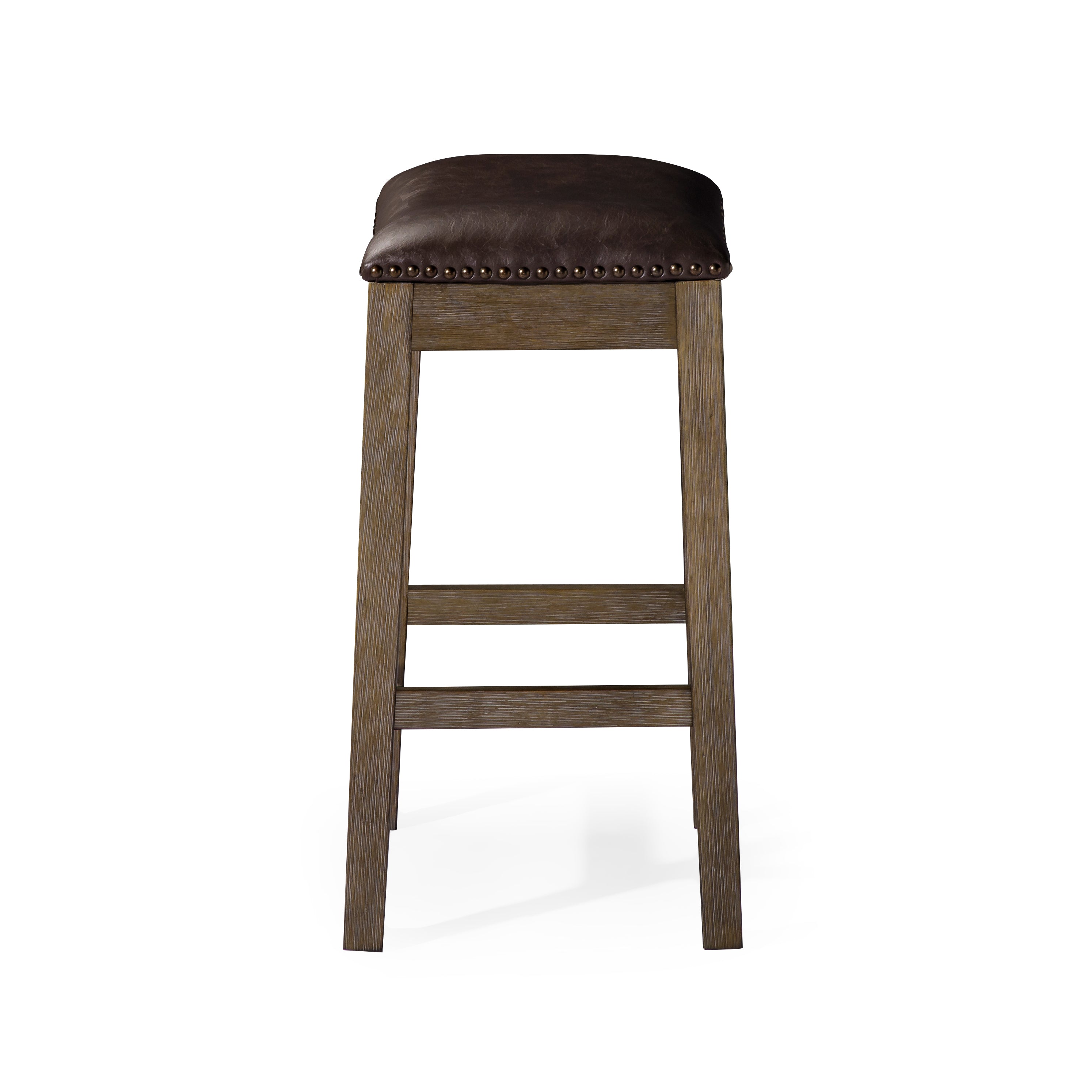 Alex Counter Stool in Walnut Finish with Marksman Saddle Vegan Leather in Stools by Maven Lane